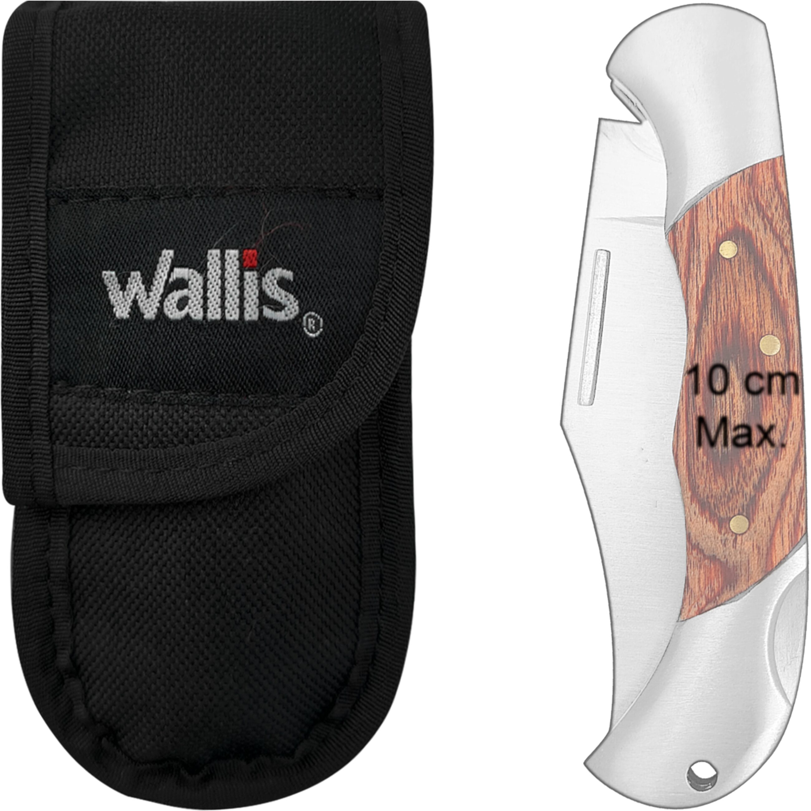 Funda Para Navaja Reforzada Wallis de poliéster color negro con cierre de velcro y correa para cinturón. fabricada en poliéster resistente con sistema de velcro para navajas de hasta 9 cm. C330308-CH