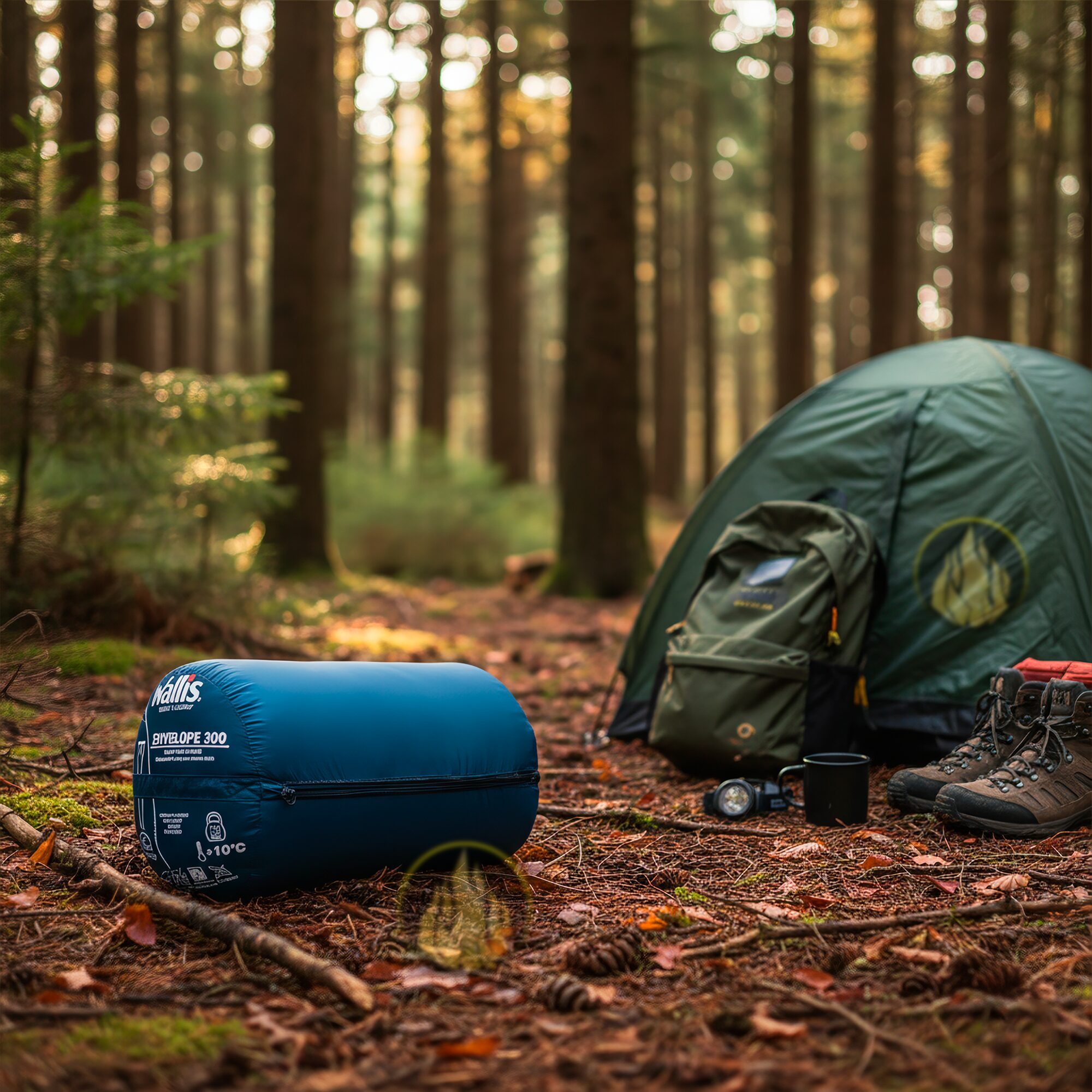 Bolsa De Dormir Wallis Envelope 300 modelo SB1780286 azul +10°C para camping y senderismo.