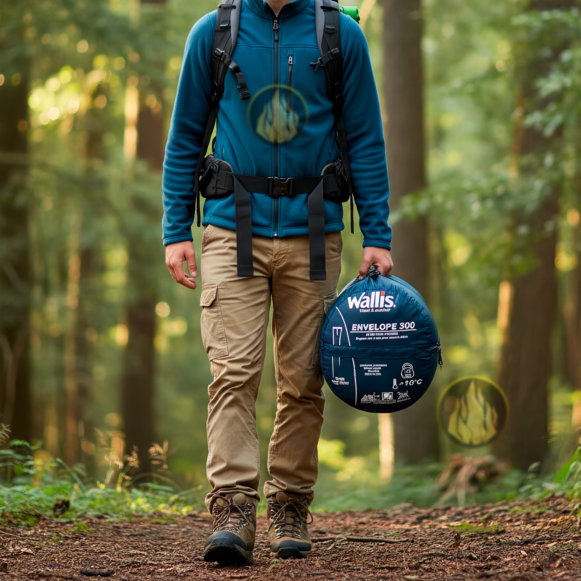 Bolsa De Dormir Wallis Envelope 300 modelo SB1780286 azul +10°C para camping y senderismo.