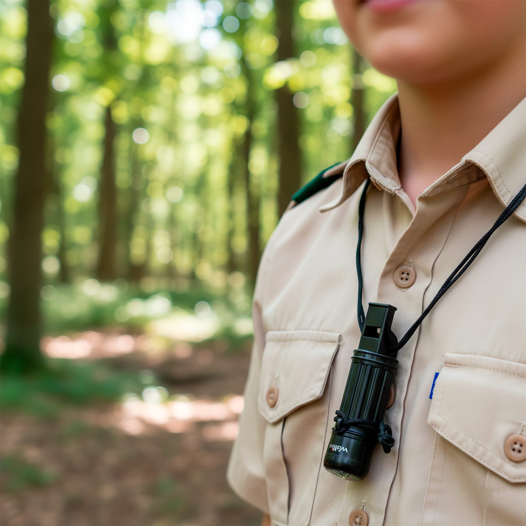 Brújula Scout Silbato Pedernal Wallis con cordón colgante y herramientas de supervivencia modelo C270307 Brújula Scout Silbato Pedernal Wallis con espejo de señalización y compartimiento seguro