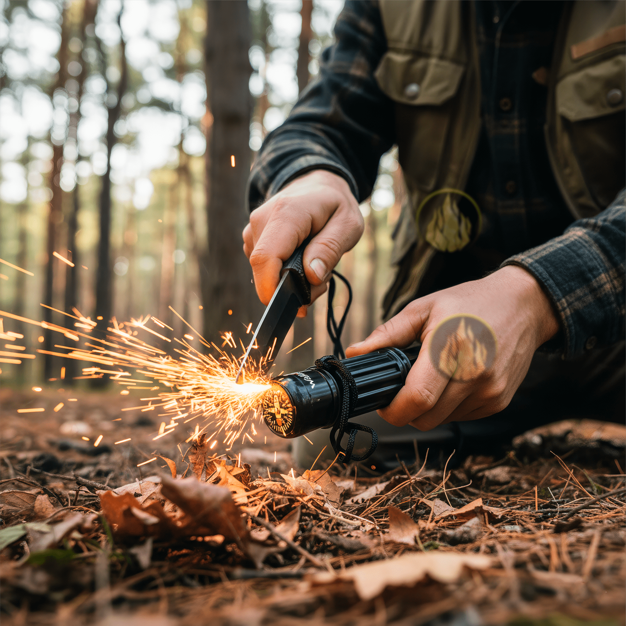 Brújula Scout Silbato Pedernal Wallis con cordón colgante y herramientas de supervivencia modelo C270307 Brújula Scout Silbato Pedernal Wallis con espejo de señalización y compartimiento seguro