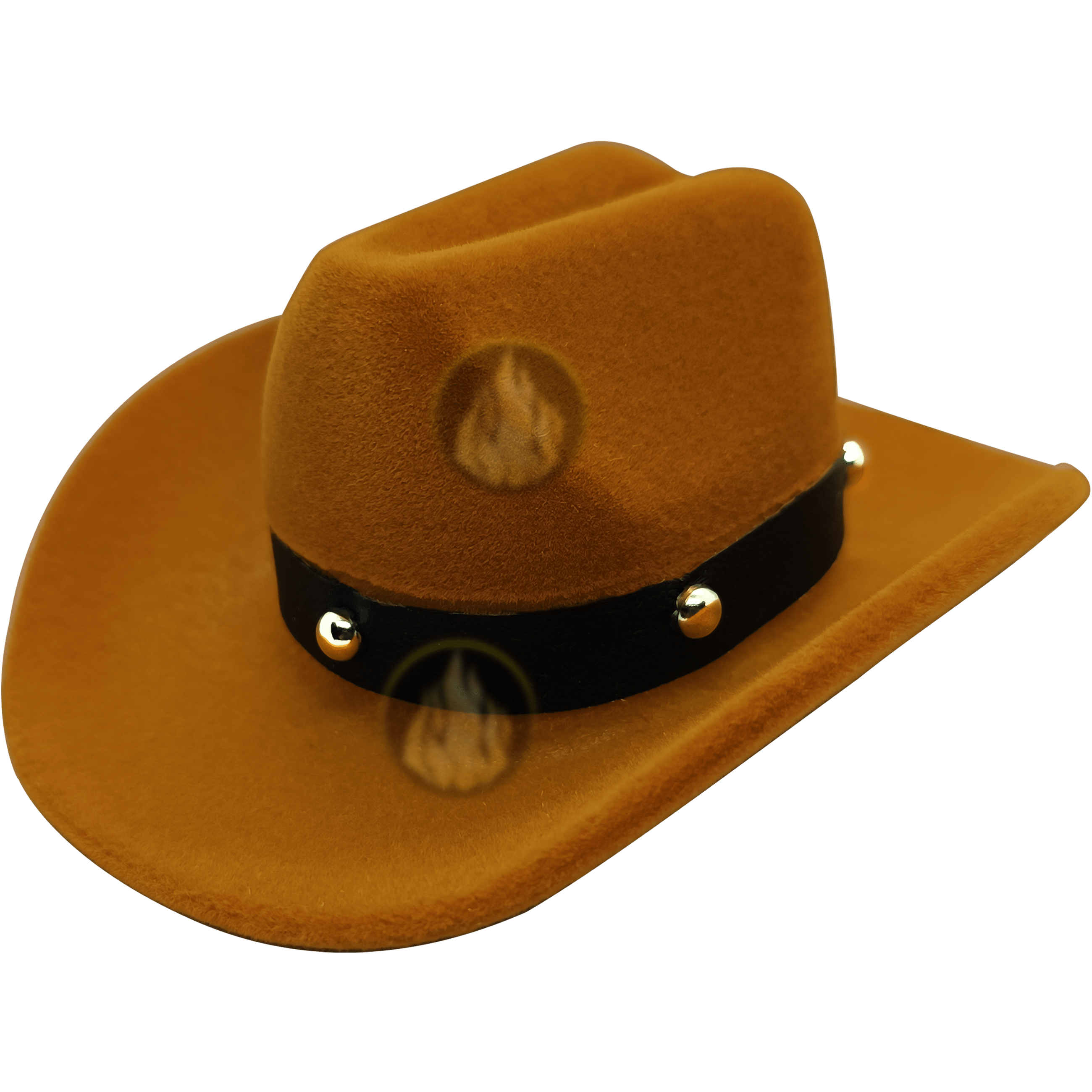 Caja Anillo De Compromiso Sombrero marca Caracter Fuego color café con interior afelpado para anillo o collar. Caracter Fuego estilo sombrero vaquero ideal para boda o propuesta de matrimonio.