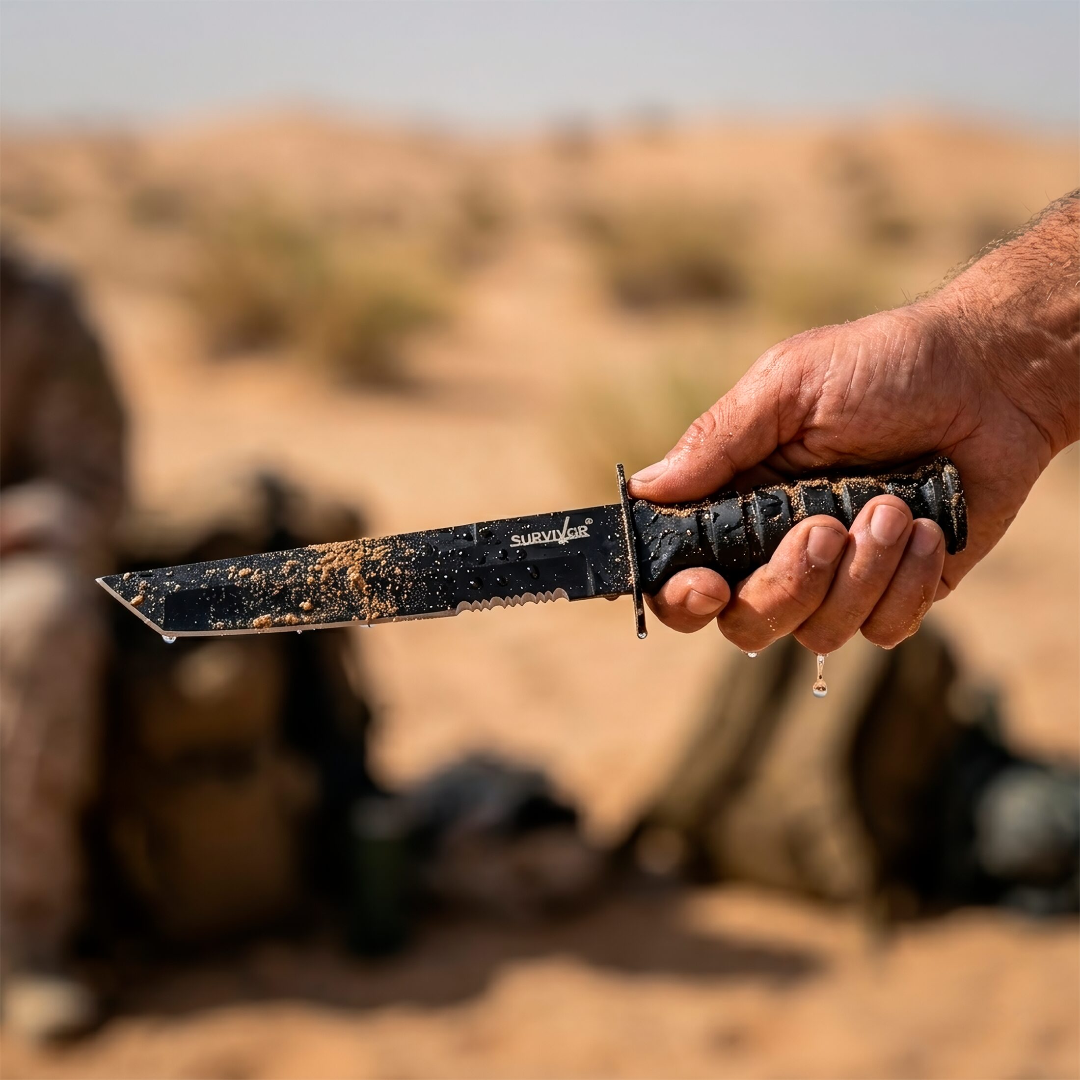 Cuchillo Tactico Caza Acero Survivor con funda para cinturón y hoja tipo tanto modelo HK-1023TN Cuchillo Tactico Caza Acero Survivor de acero inoxidable con diseño tipo katana y excelente agarre