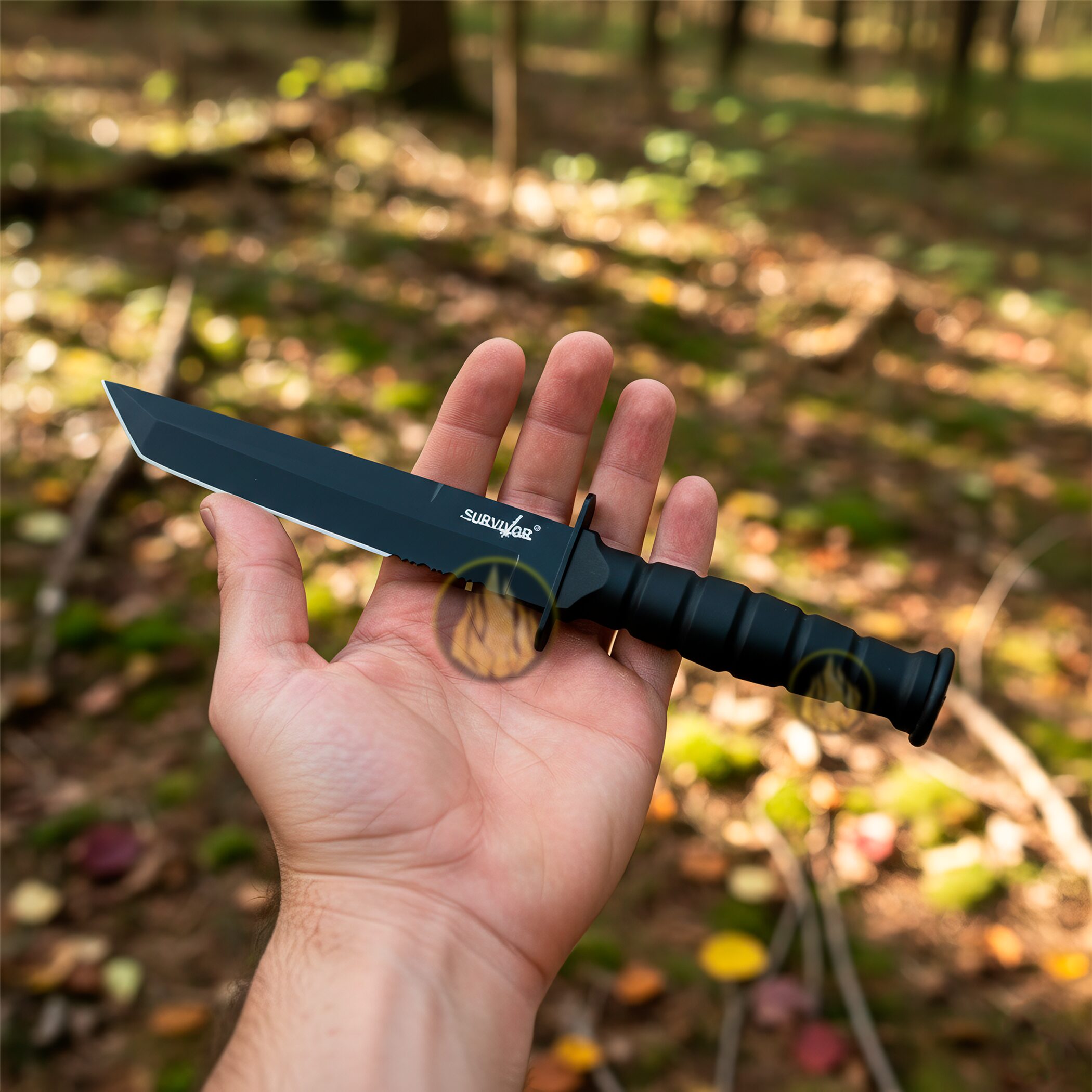 Cuchillo Tactico Caza Acero Survivor con funda para cinturón y hoja tipo tanto modelo HK-1023TN Cuchillo Tactico Caza Acero Survivor de acero inoxidable con diseño tipo katana y excelente agarre