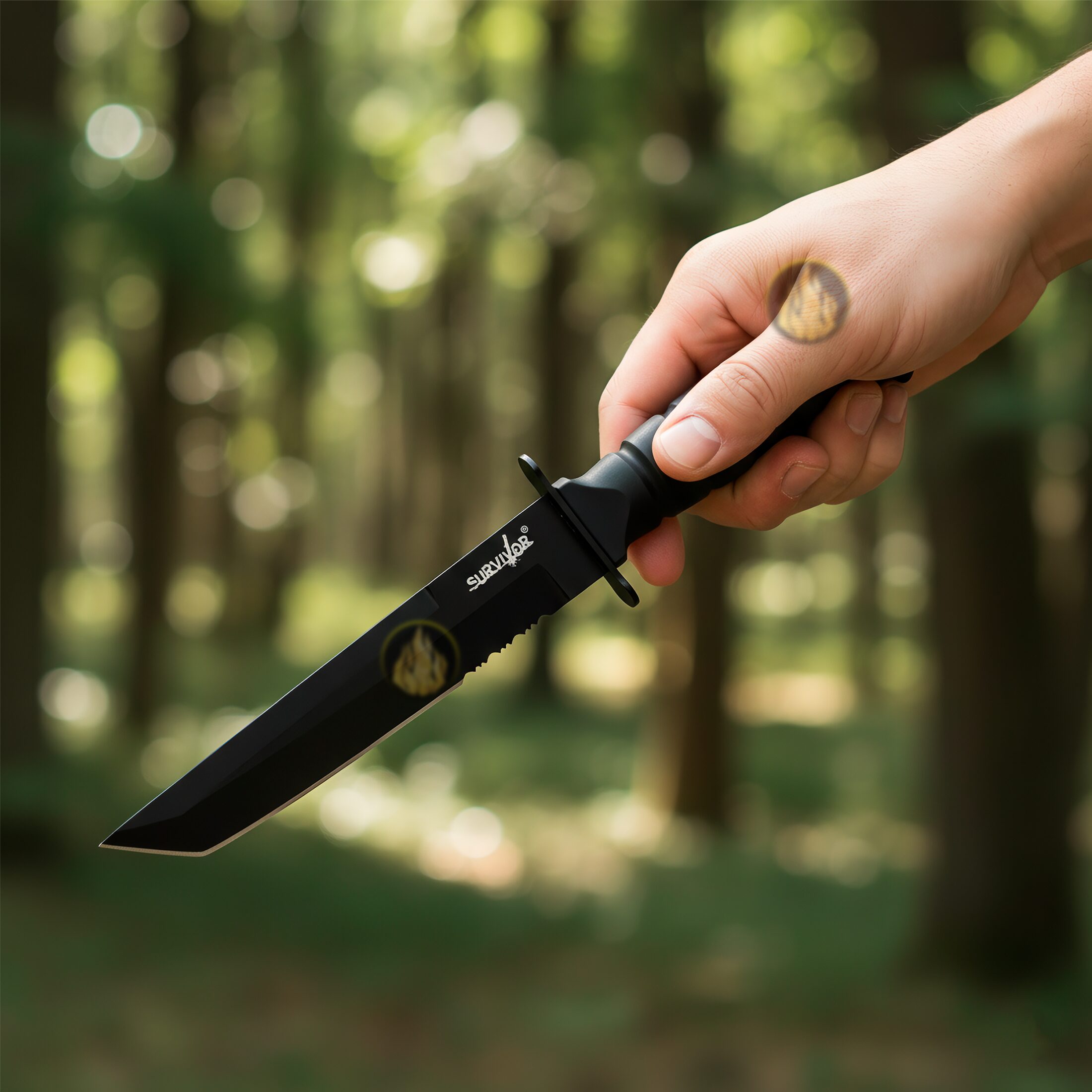 Cuchillo Tactico Caza Acero Survivor con funda para cinturón y hoja tipo tanto modelo HK-1023TN Cuchillo Tactico Caza Acero Survivor de acero inoxidable con diseño tipo katana y excelente agarre