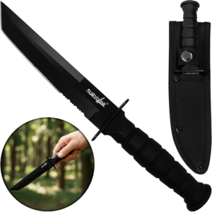 Cuchillo Tactico Caza Acero Survivor con funda para cinturón y hoja tipo tanto modelo HK-1023TN Cuchillo Tactico Caza Acero Survivor de acero inoxidable con diseño tipo katana y excelente agarre