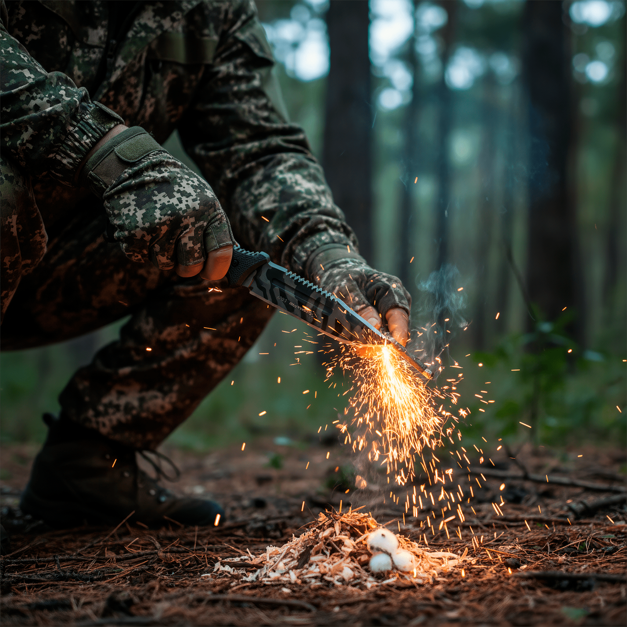 Cuchillo Caza Táctico Campismo Supervivencia Lion Tools con hoja de acero inoxidable 420 y funda de nylon para cinturón. marca Lion Tools modelo 9403 con hoja afilada de 17.7 cm y mango resistente.