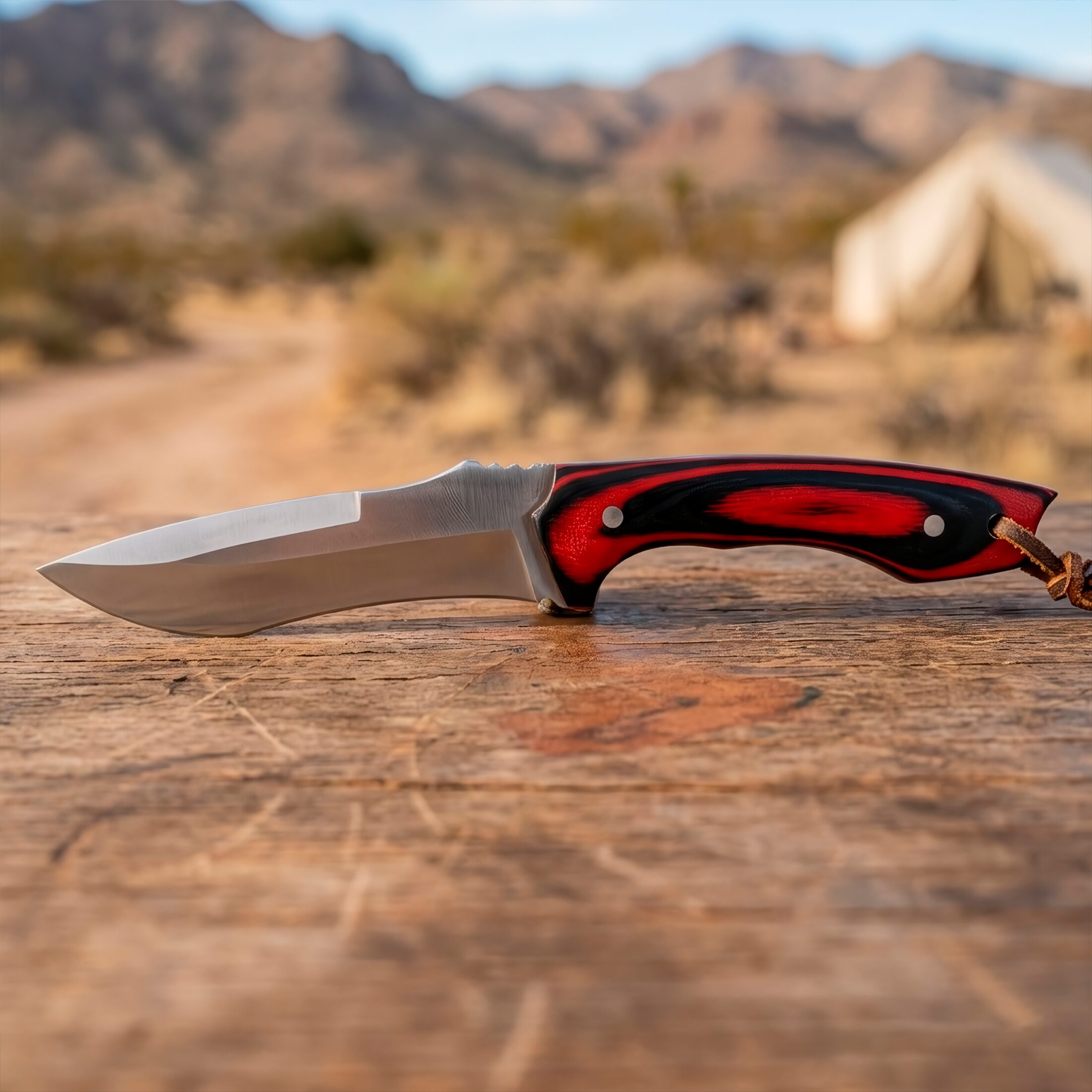 Cuchillo de Caza Campismo Hunter con mango de madera y hoja de acero inoxidable 440 con funda de cuero Cuchillo de Caza Campismo Hunter marca Hunter modelo RT 9025WD con diseño militar y funda para cinturón