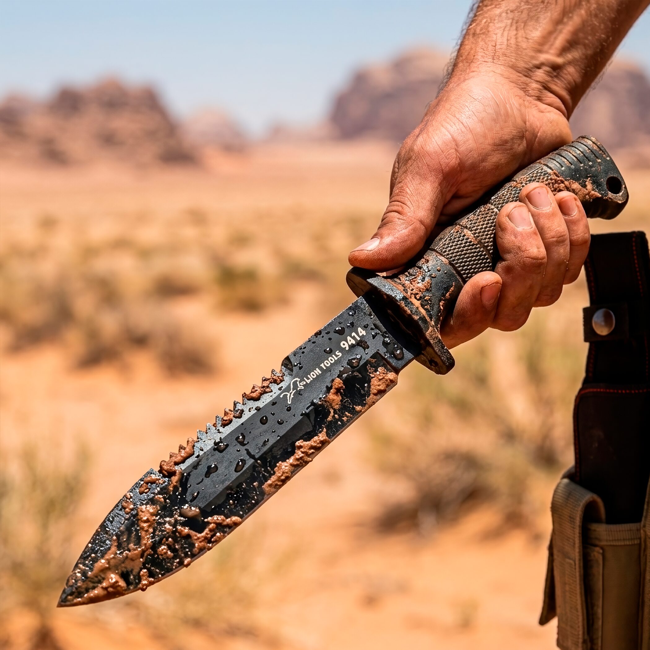 Cuchillo Doble Filo Táctico Militar Lion Tools con hoja de acero inoxidable 420 de 18 cm y funda de nylon para cinturón. Cuchillo Doble Filo Táctico Militar marca Lion Tools modelo 9414 con hoja afilada de doble filo y mango resistente.