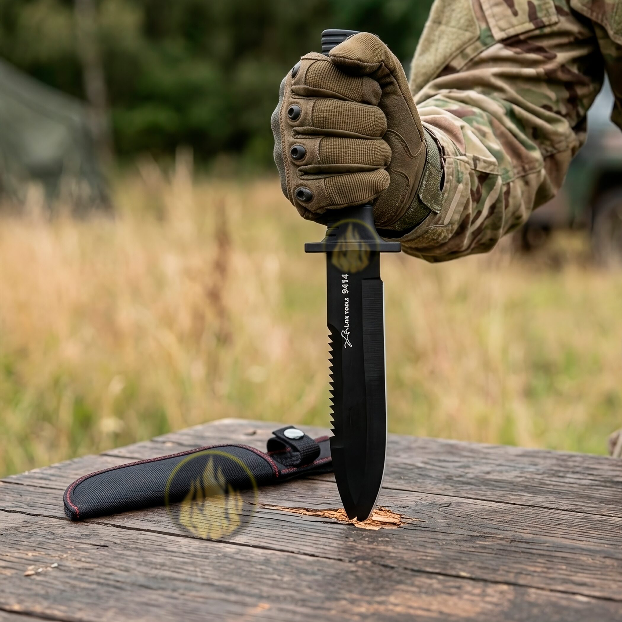 Cuchillo Doble Filo Táctico Militar Lion Tools con hoja de acero inoxidable 420 de 18 cm y funda de nylon para cinturón. Cuchillo Doble Filo Táctico Militar marca Lion Tools modelo 9414 con hoja afilada de doble filo y mango resistente.