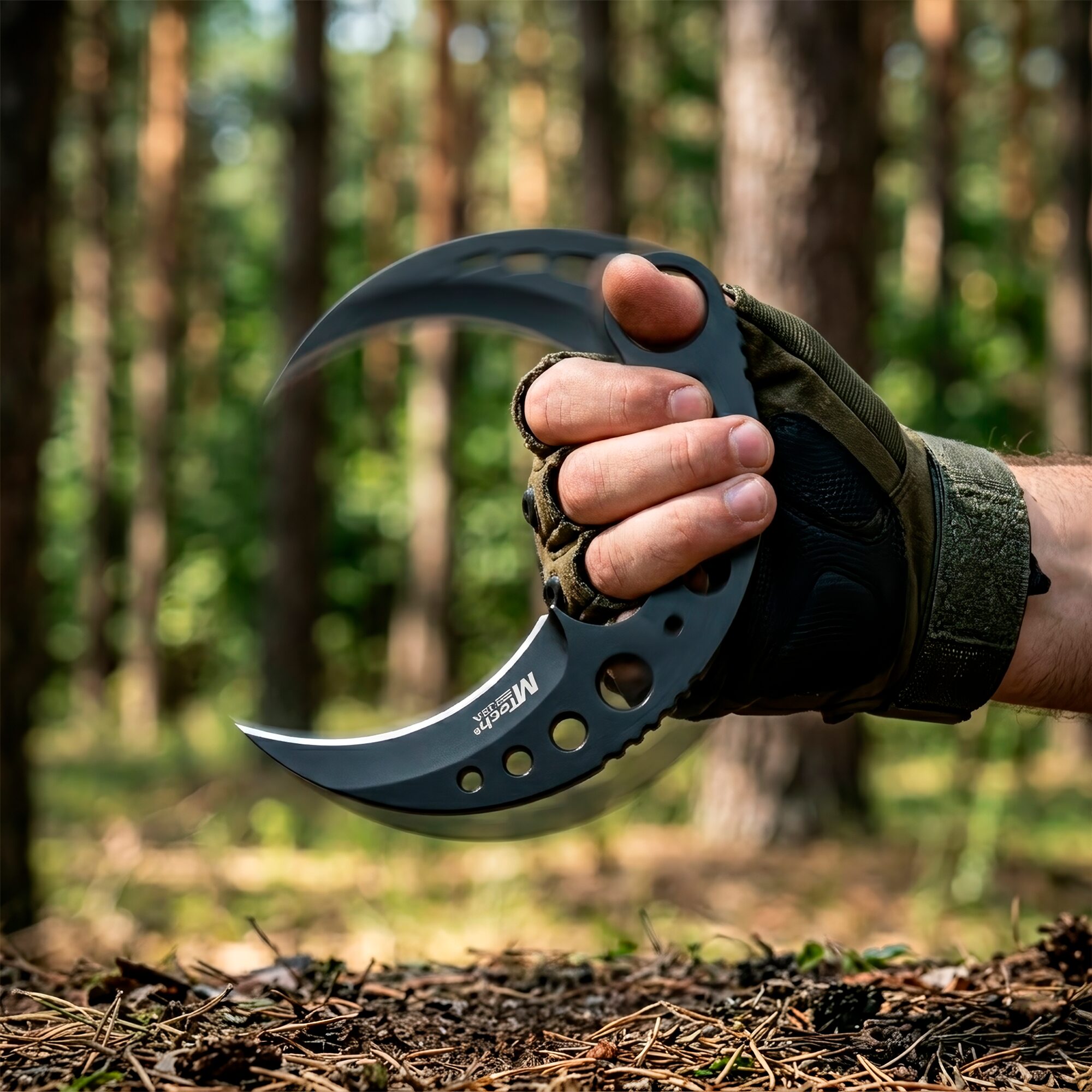Cuchillo Karambit Uso Rudo MTech USA con funda rígida para cinturón y hoja de acero inoxidable modelo MT-664BK