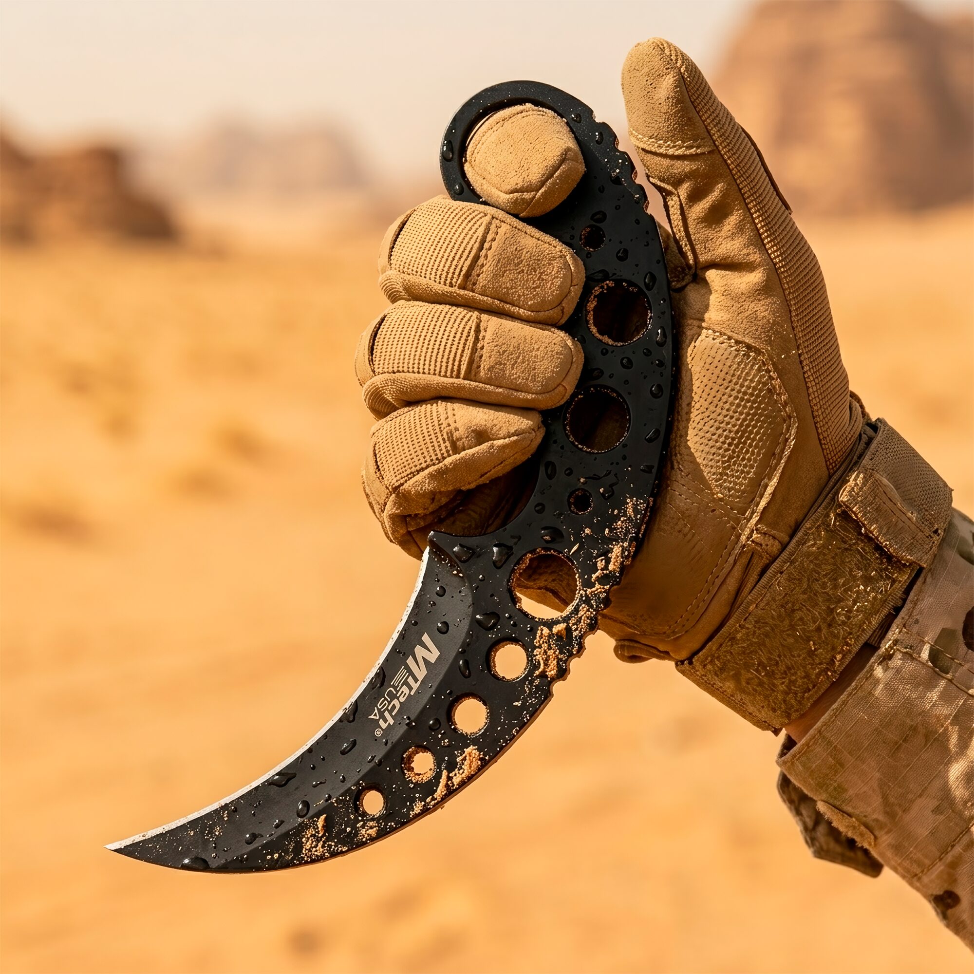 Cuchillo Karambit Uso Rudo MTech USA con funda rígida para cinturón y hoja de acero inoxidable modelo MT-664BK