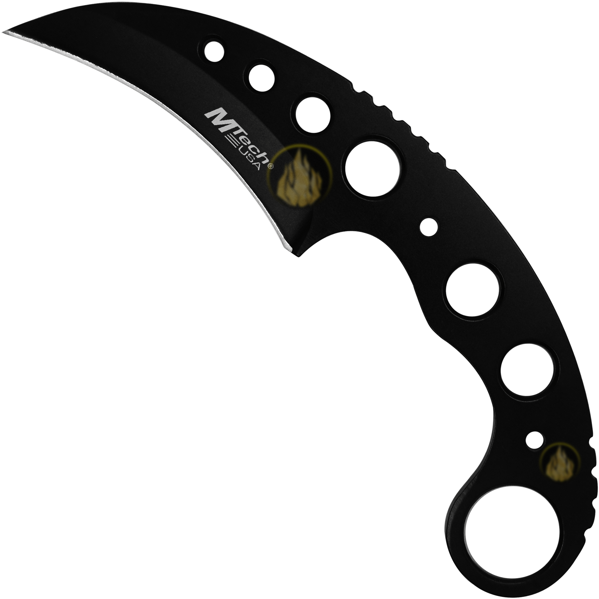Cuchillo Karambit Uso Rudo MTech USA con funda rígida para cinturón y hoja de acero inoxidable modelo MT-664BK
