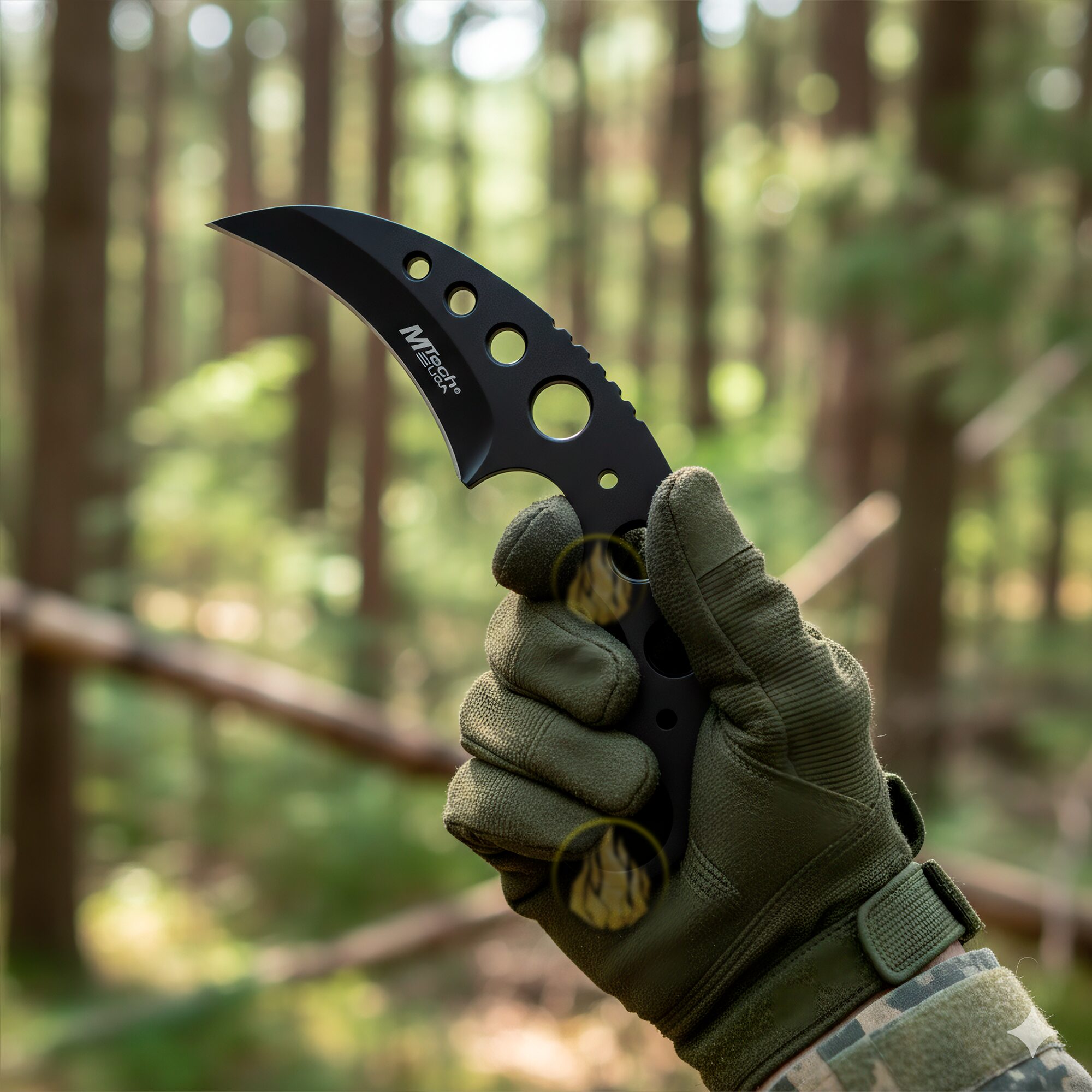 Cuchillo Karambit Uso Rudo MTech USA con funda rígida para cinturón y hoja de acero inoxidable modelo MT-664BK