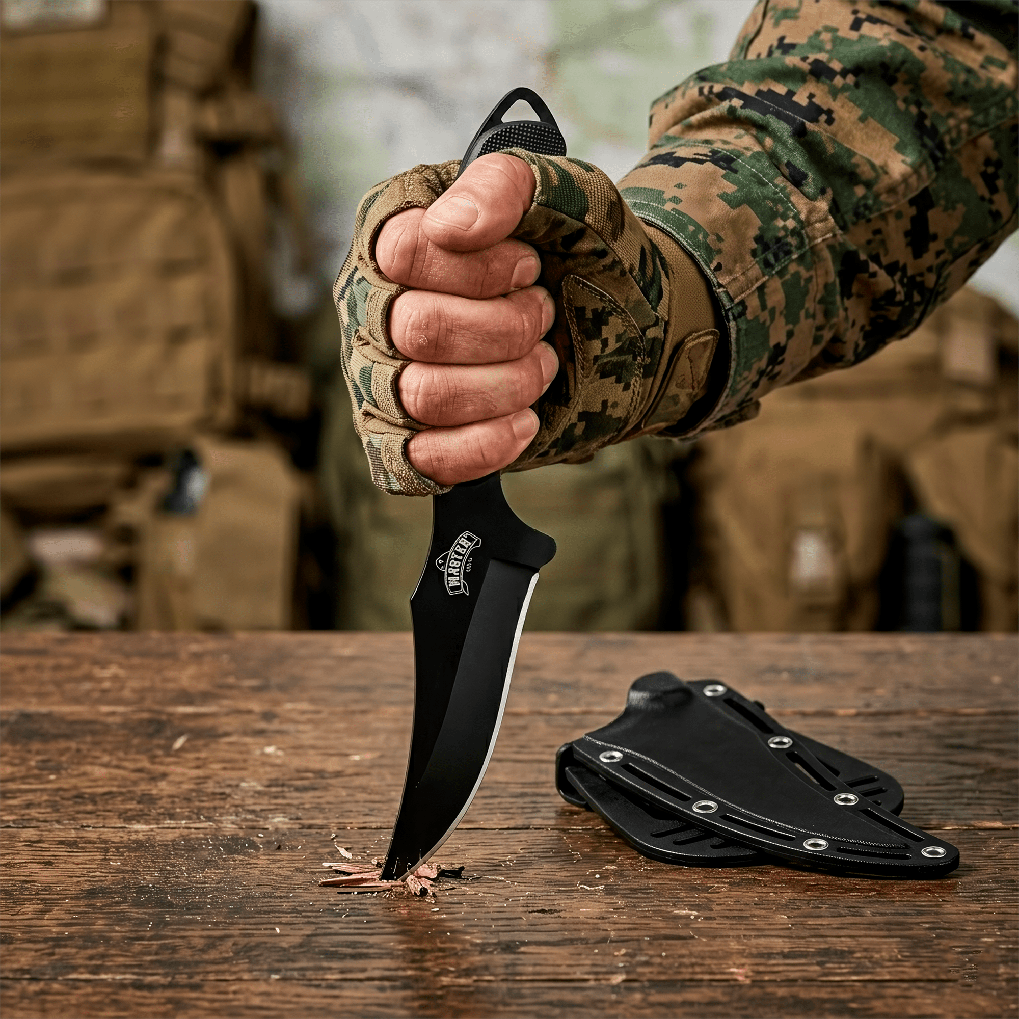 Cuchillo Táctico Campismo Master Usa con funda rígida para cinturón, hoja de acero inoxidable afilada modelo MU-1148 Cuchillo Táctico Campismo Master Usa militar con mango ergonómico y excelente agarre al tacto