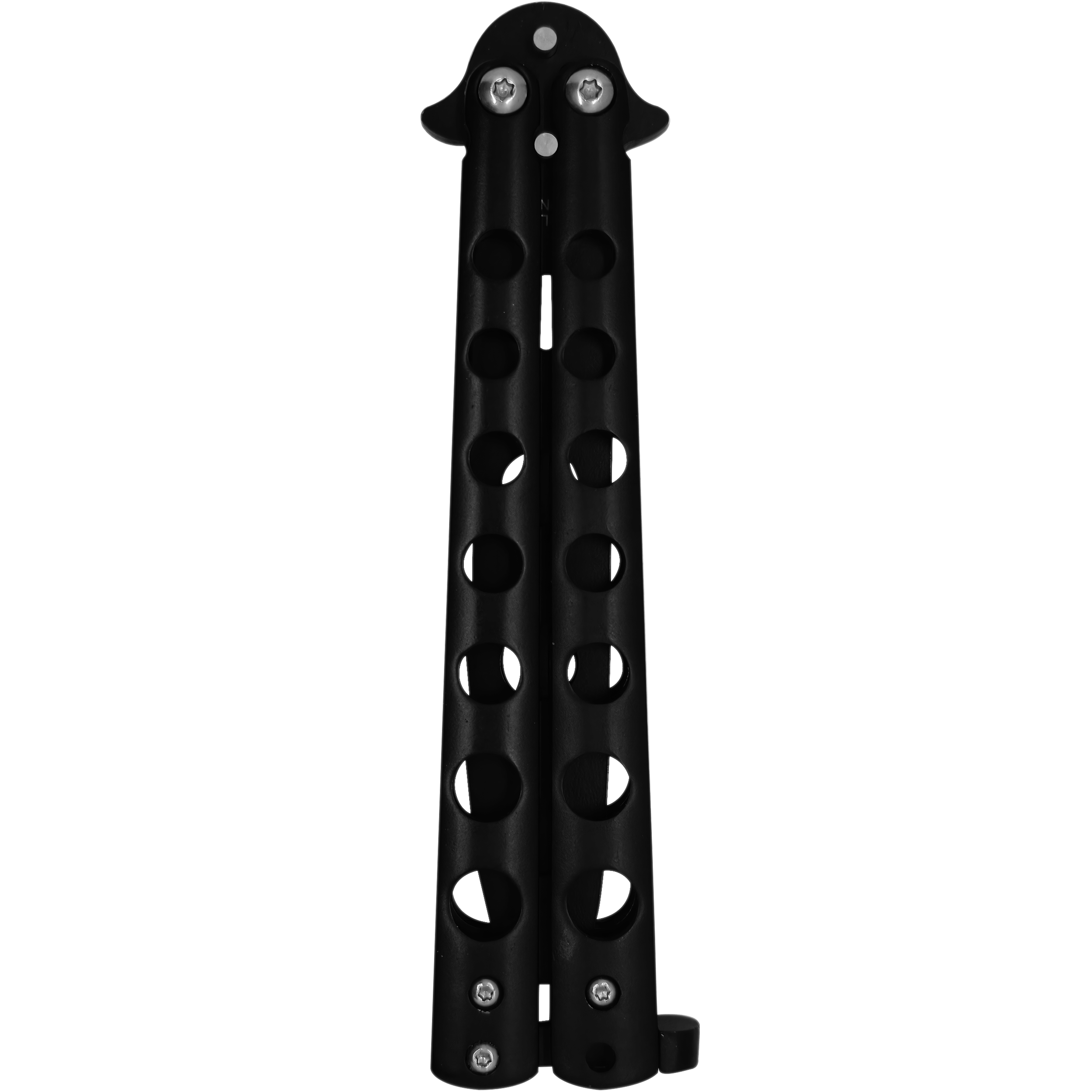 Cuchillo Navaja Mariposa Balisong de entrenamiento sin filo con estructura de acero inoxidable seguro Cuchillo Navaja Mariposa marca Balisong modelo YC-306B con diseño balisong para práctica segura