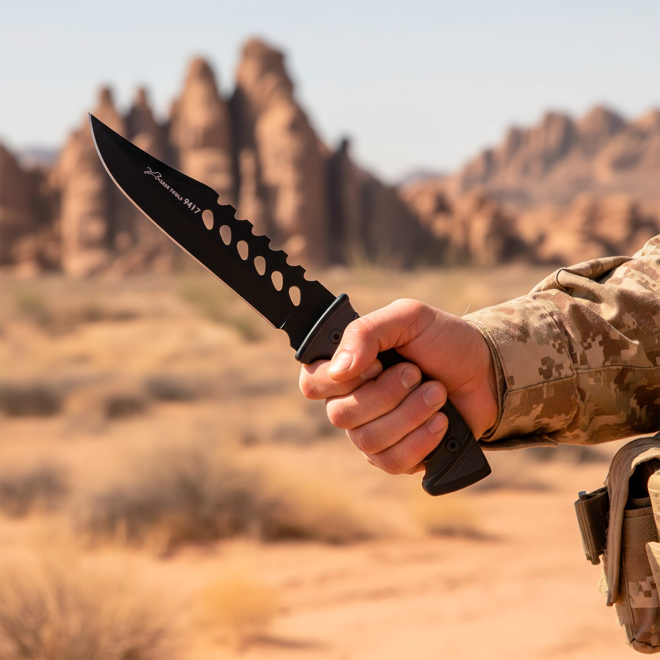 Cuchillo Táctico Acero Inoxidable Lion Tools con hoja de 19 cm y funda de nylon para cinturón, ideal para campismo y supervivencia. Cuchillo Táctico Acero Inoxidable marca Lion Tools modelo 9417 con hoja afilada de acero inoxidable 420 y mango resistente.