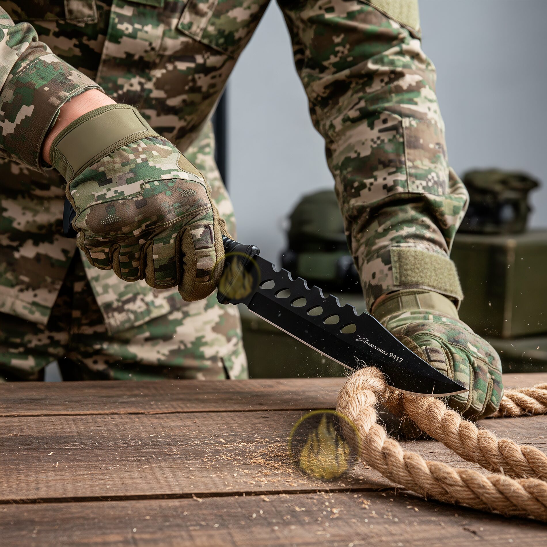 Cuchillo Táctico Acero Inoxidable Lion Tools con hoja de 19 cm y funda de nylon para cinturón, ideal para campismo y supervivencia. Cuchillo Táctico Acero Inoxidable marca Lion Tools modelo 9417 con hoja afilada de acero inoxidable 420 y mango resistente.