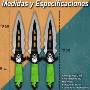 Z Hunter con funda y hojas afiladas de acero inoxidable para entrenamiento Cuchillos P/ Lanzar Táctico marca Z Hunter modelo ZB-135-3 con mango forrado en paracord