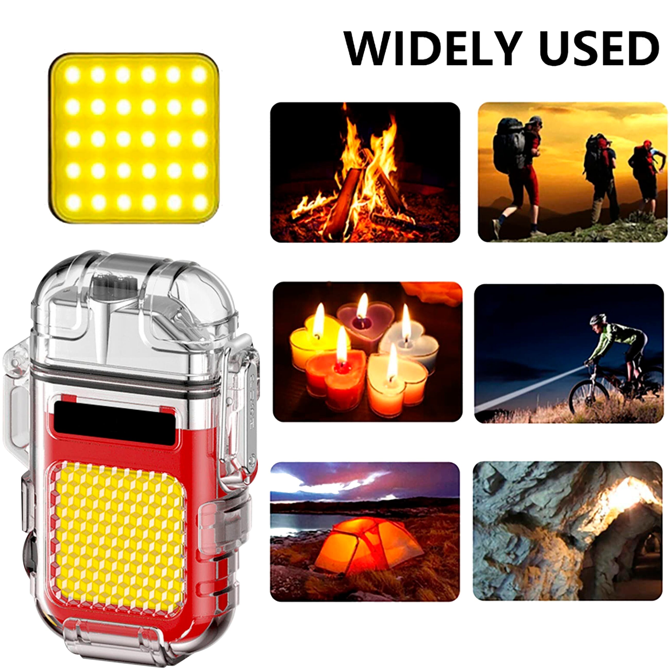 Encendedor Plasma Eléctrico Recargable Caracter Fuego con 2 arcos y lámpara EDC de emergencia recargable Encendedor Plasma Eléctrico Recargable marca Caracter Fuego modelo EPL230 con luz LED y carga tipo C