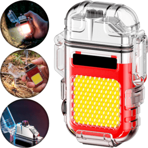 Encendedor Plasma Eléctrico Recargable Caracter Fuego con 2 arcos y lámpara EDC de emergencia recargable Encendedor Plasma Eléctrico Recargable marca Caracter Fuego modelo EPL230 con luz LED y carga tipo C