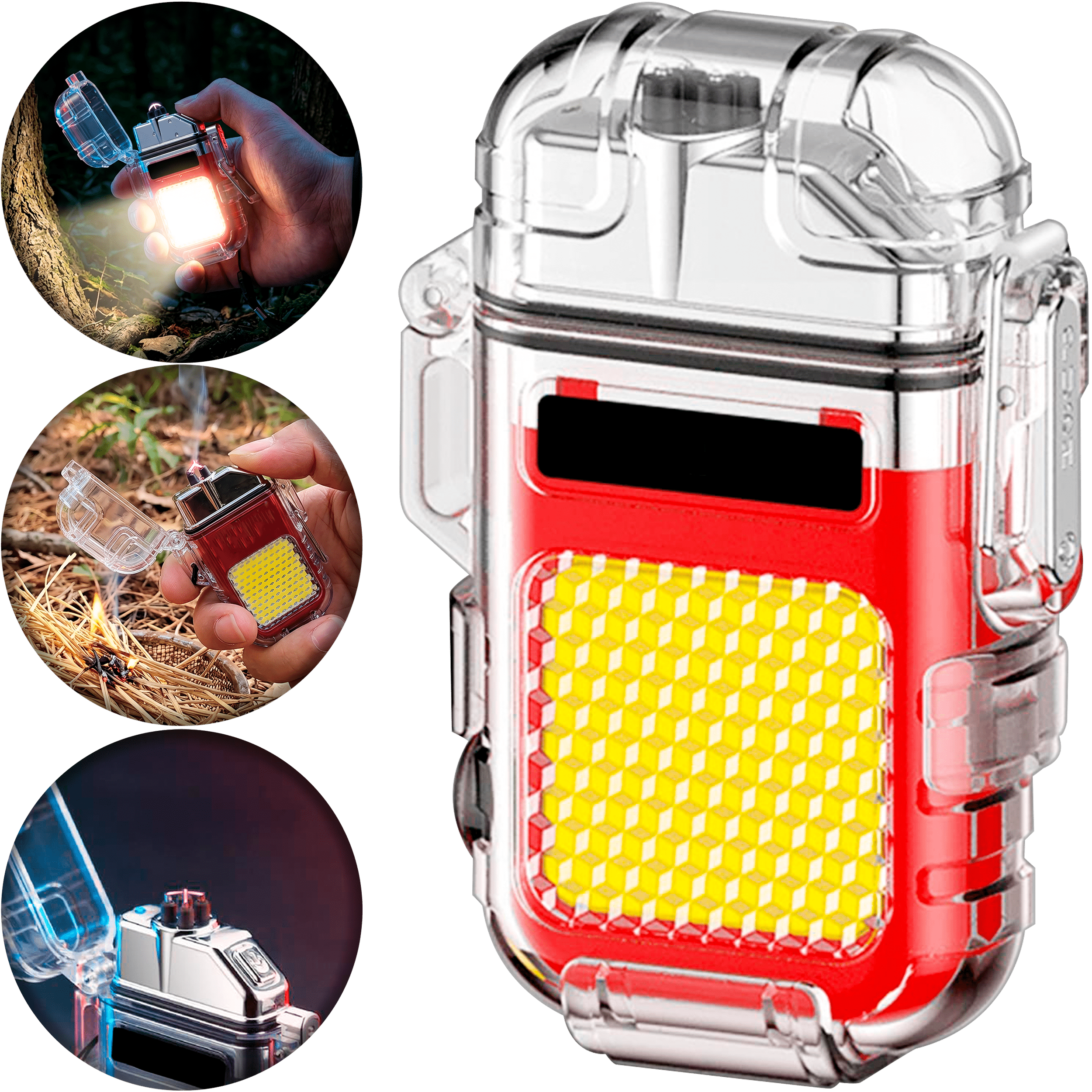 Encendedor Plasma Eléctrico Recargable Caracter Fuego con 2 arcos y lámpara EDC de emergencia recargable Encendedor Plasma Eléctrico Recargable marca Caracter Fuego modelo EPL230 con luz LED y carga tipo C