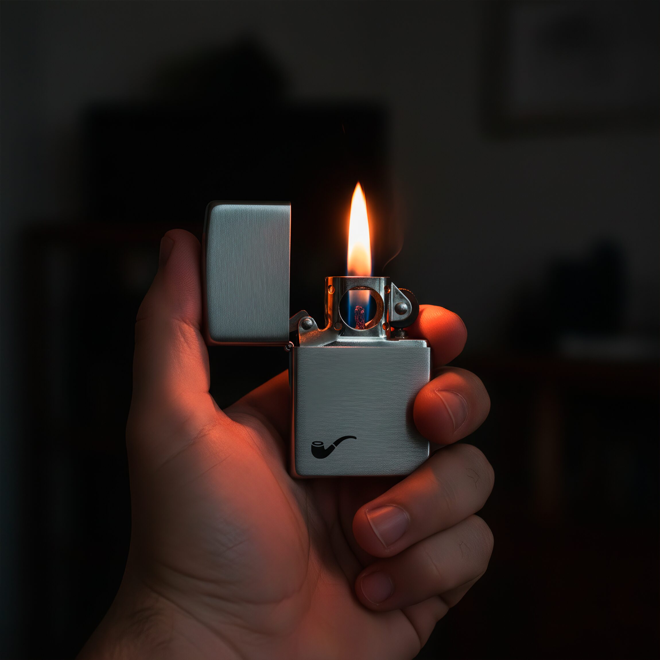 Encendedor Zippo Cromado Para Pipa original modelo MZ200-PL acabado cromado diseño especial para encender pipas resistente al viento fabricado en USA marca Zippo