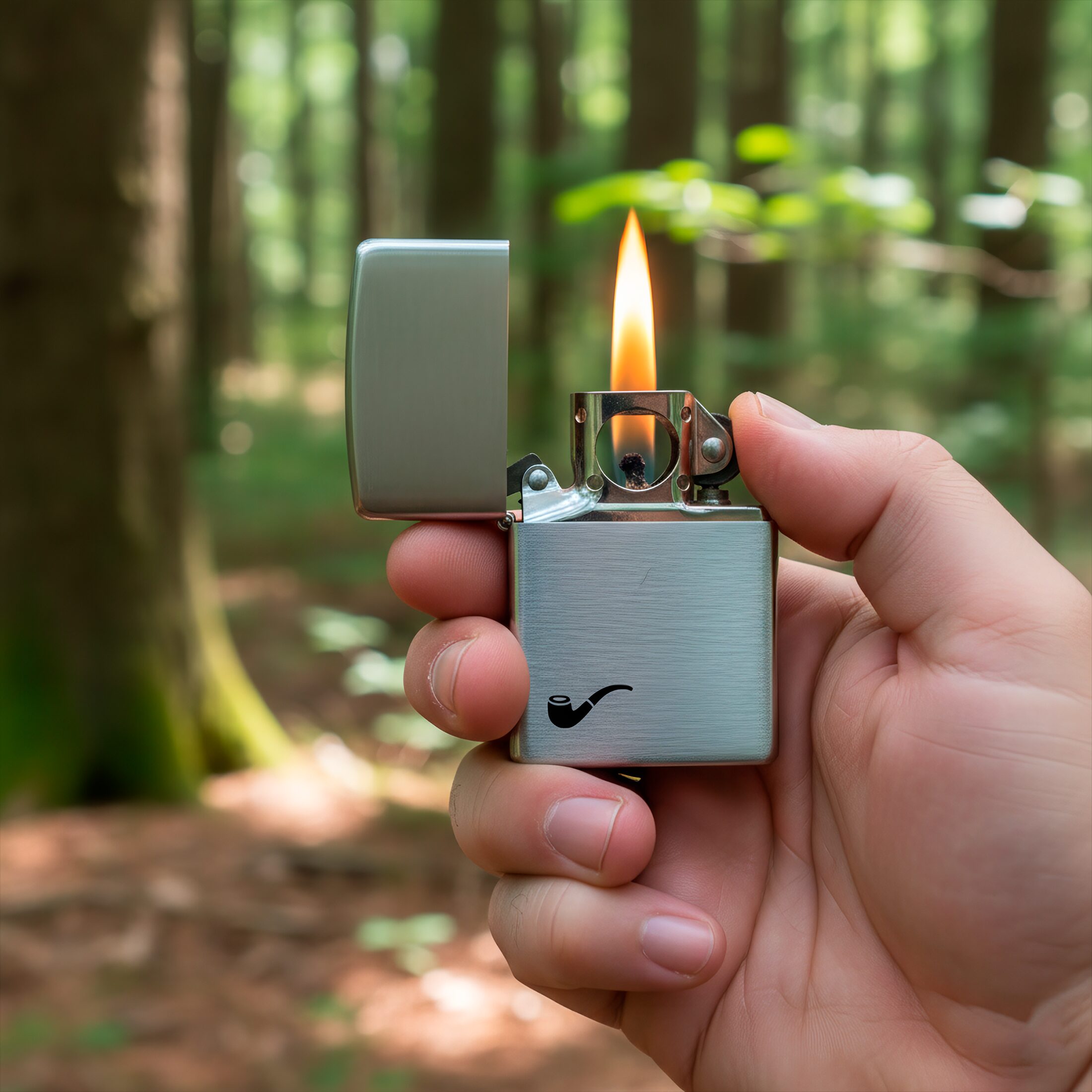 Encendedor Zippo Cromado Para Pipa original modelo MZ200-PL acabado cromado diseño especial para encender pipas resistente al viento fabricado en USA marca Zippo