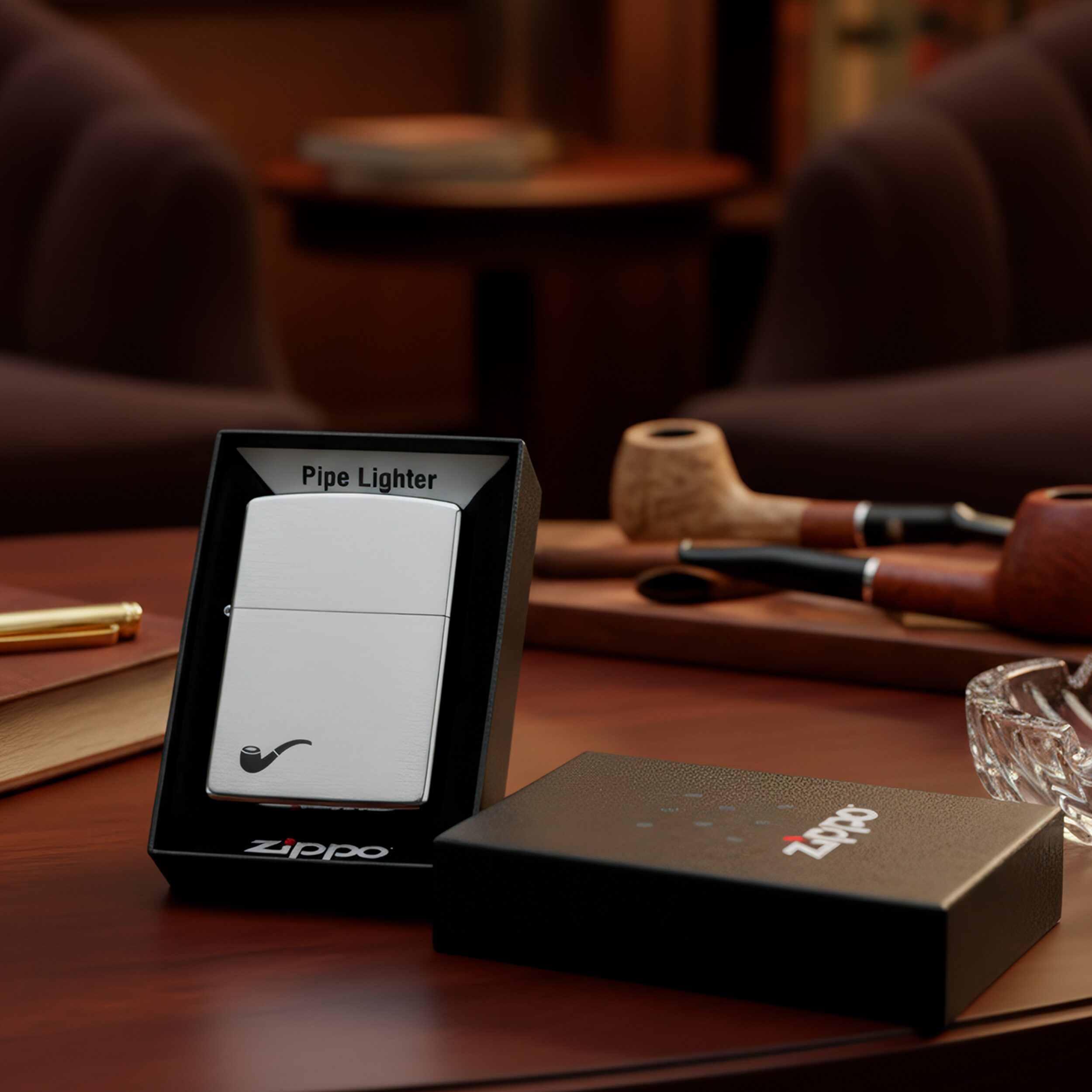 Encendedor Zippo Cromado Para Pipa original modelo MZ200-PL acabado cromado diseño especial para encender pipas resistente al viento fabricado en USA marca Zippo