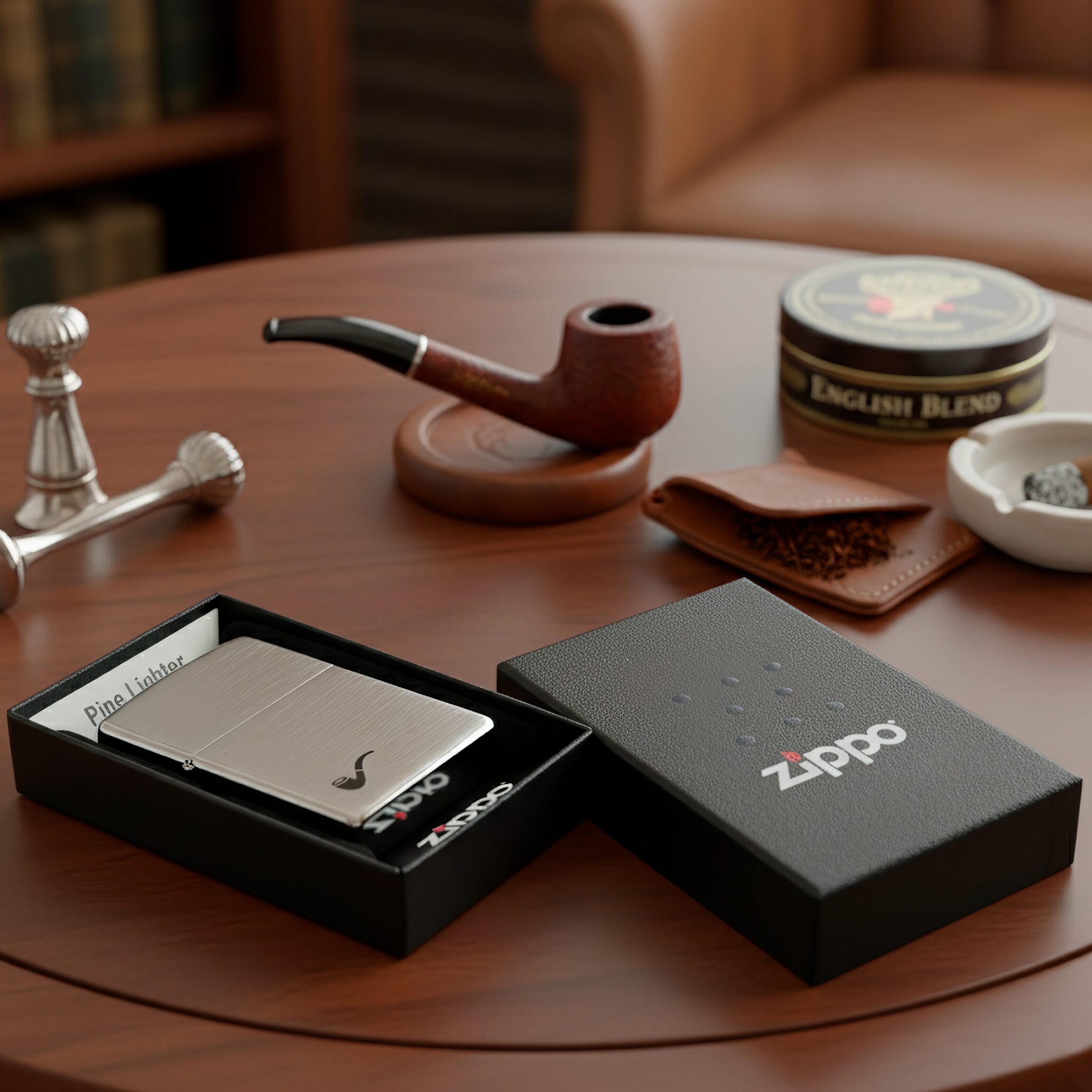 Encendedor Zippo Cromado Para Pipa original modelo MZ200-PL acabado cromado diseño especial para encender pipas resistente al viento fabricado en USA marca Zippo