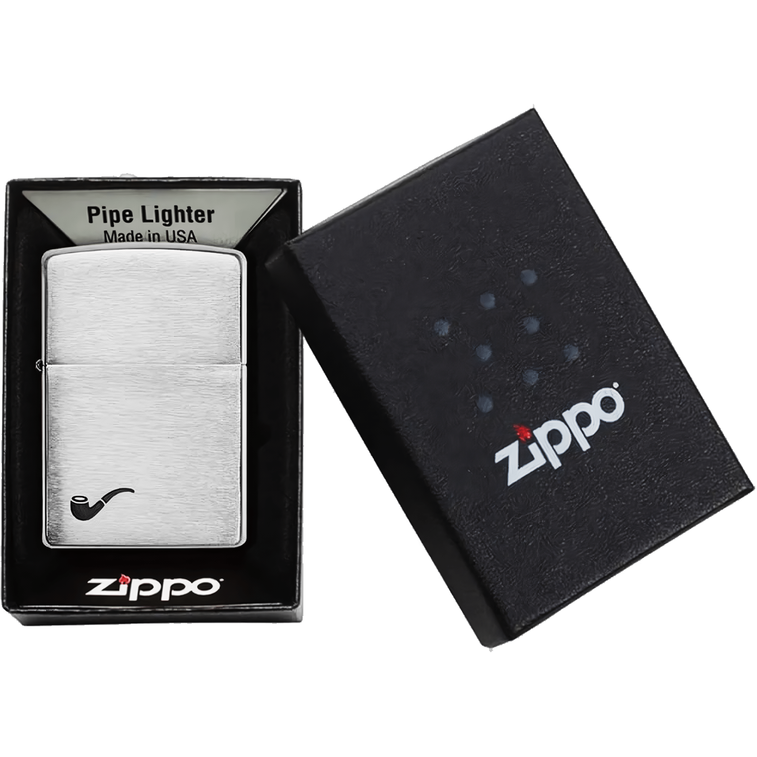 Encendedor Zippo Cromado Para Pipa original modelo MZ200-PL acabado cromado diseño especial para encender pipas resistente al viento fabricado en USA marca Zippo