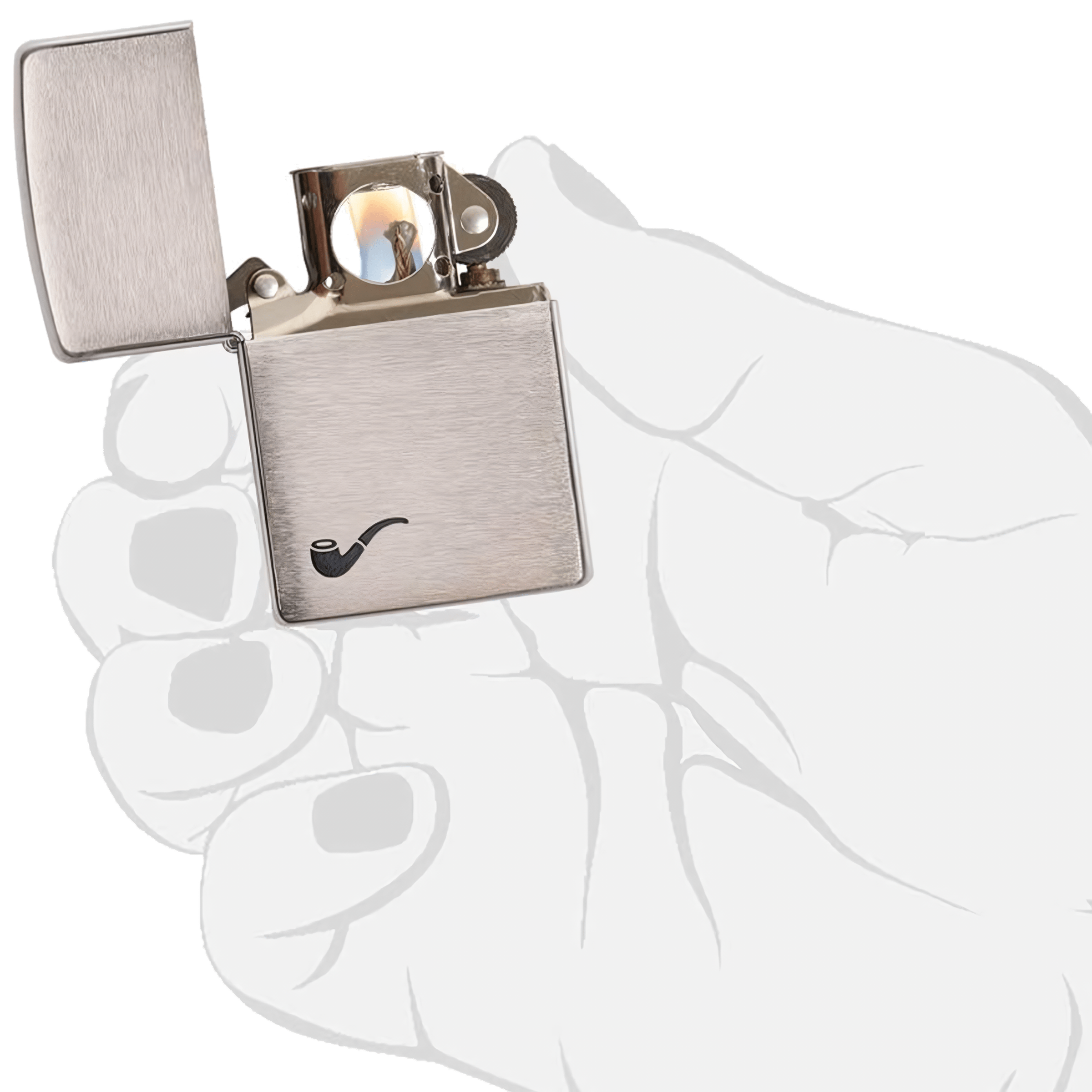 Encendedor Zippo Cromado Para Pipa original modelo MZ200-PL acabado cromado diseño especial para encender pipas resistente al viento fabricado en USA marca Zippo