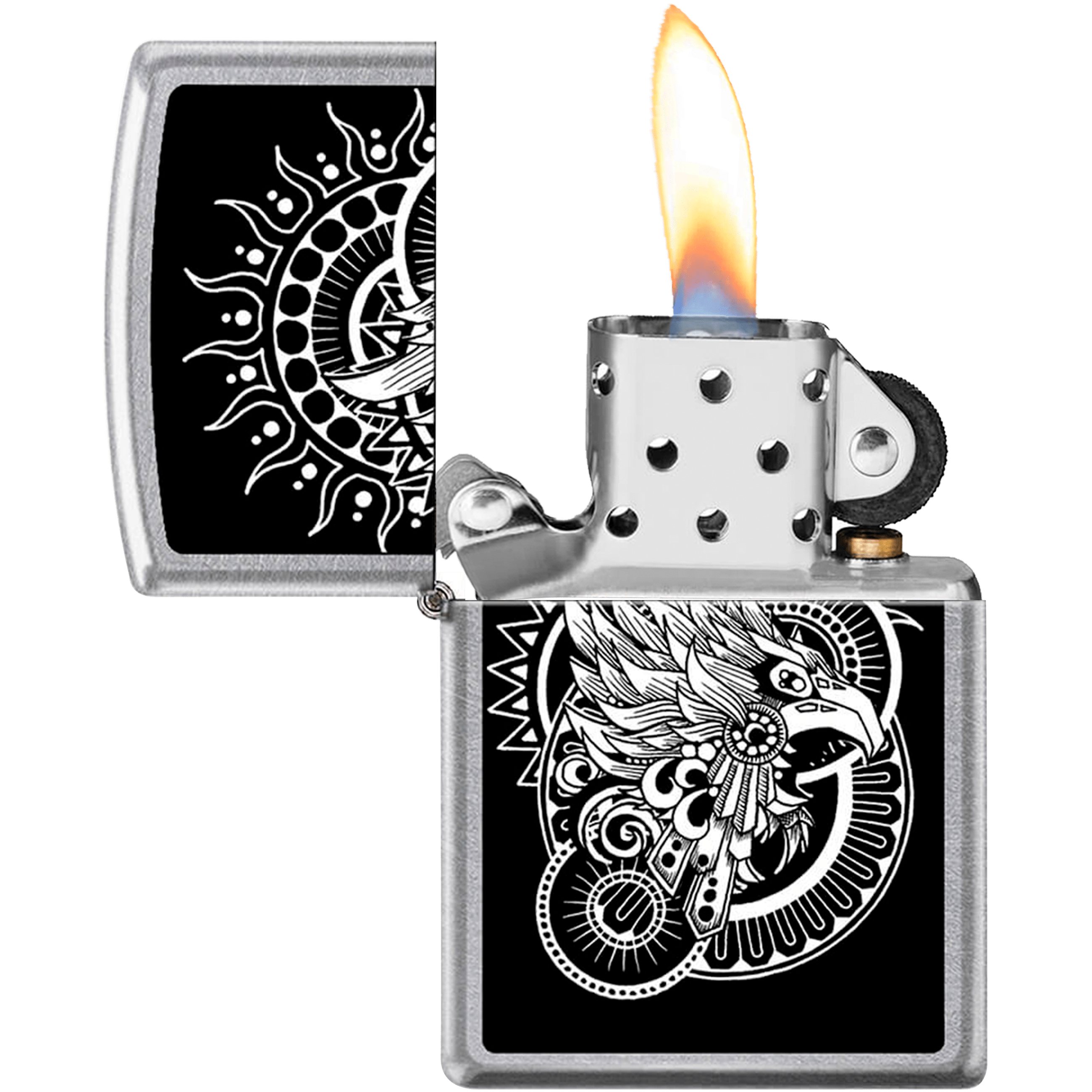Encendedor Zippo Diseña Tu Mexico El Quinto Sol original con diseño a prueba de viento y acabado resistente Encendedor Zippo Diseña Tu Mexico marca Zippo modelo MZ207-MEX07 con estilo El Quinto Sol y sistema recargable