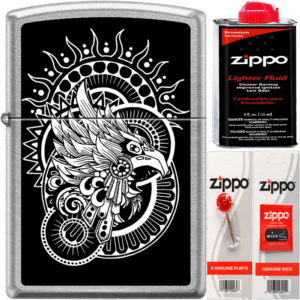 Encendedor Zippo Diseña Tu Mexico El Quinto Sol original con diseño a prueba de viento y acabado resistente Encendedor Zippo Diseña Tu Mexico marca Zippo modelo MZ207-MEX07 con estilo El Quinto Sol y sistema recargable