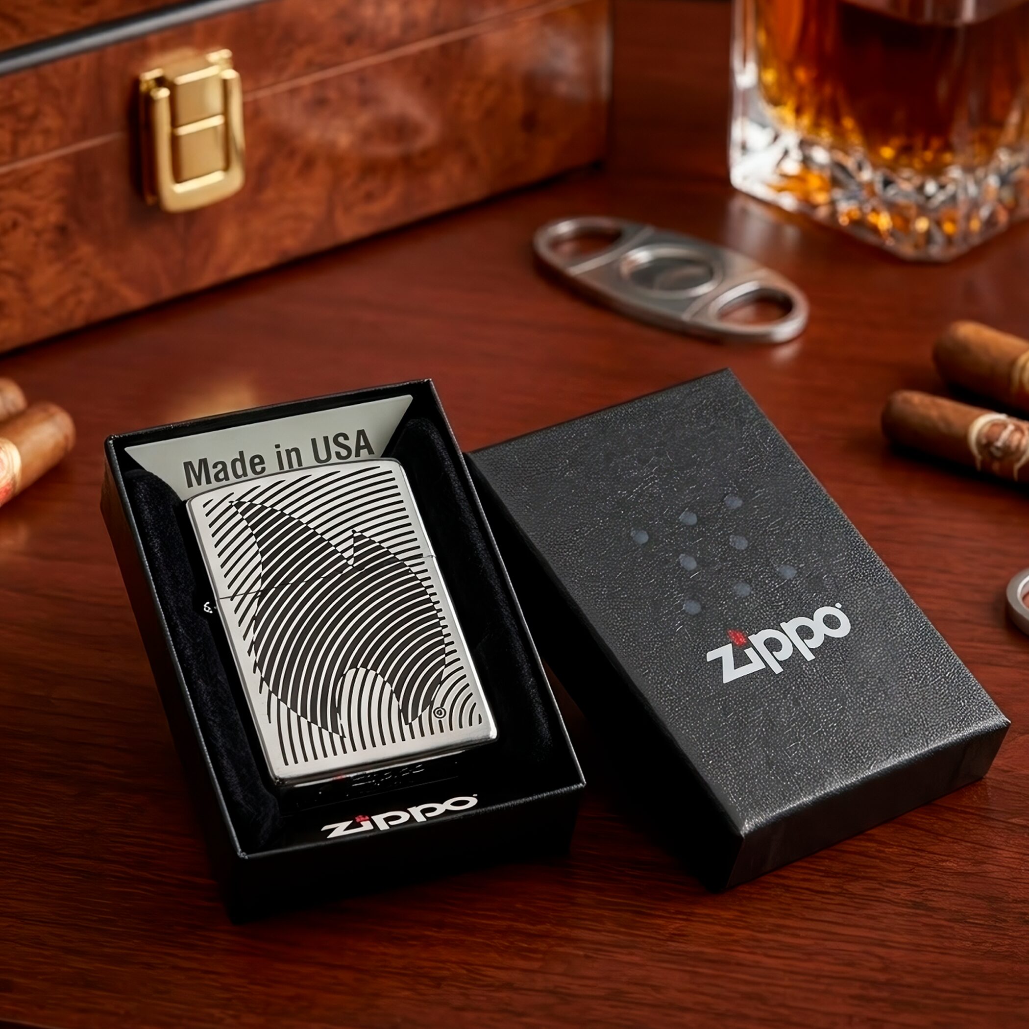 Encendedor Zippo Ilusión Flama edición especial modelo MZ29429 acabado decorativo original con diseño de flama marca Zippo Encendedor Zippo Ilusión Flama original a prueba de viento con diseño artístico y acabado premium fabricado en USA