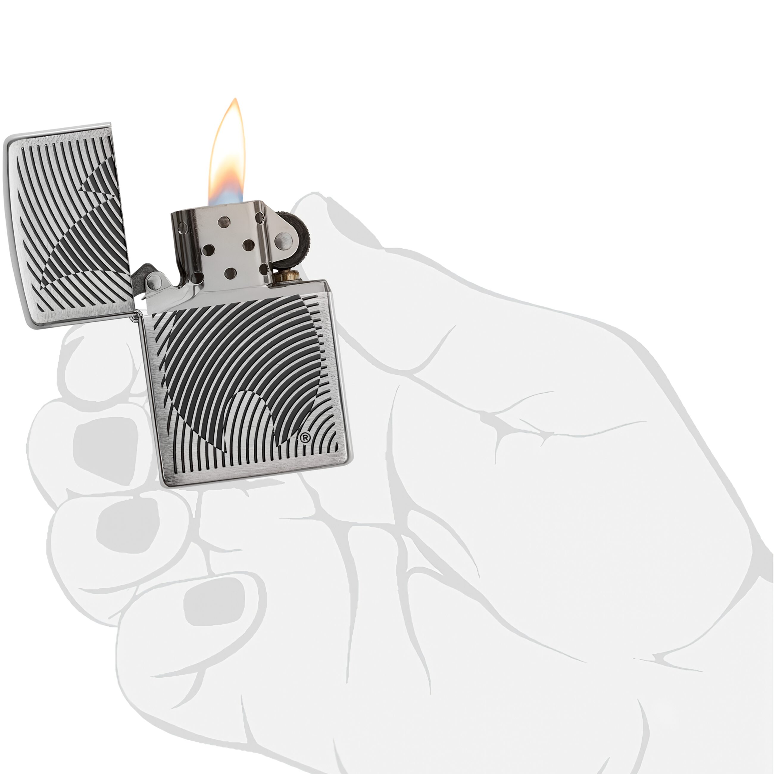 Encendedor Zippo Ilusión Flama edición especial modelo MZ29429 acabado decorativo original con diseño de flama marca Zippo Encendedor Zippo Ilusión Flama original a prueba de viento con diseño artístico y acabado premium fabricado en USA