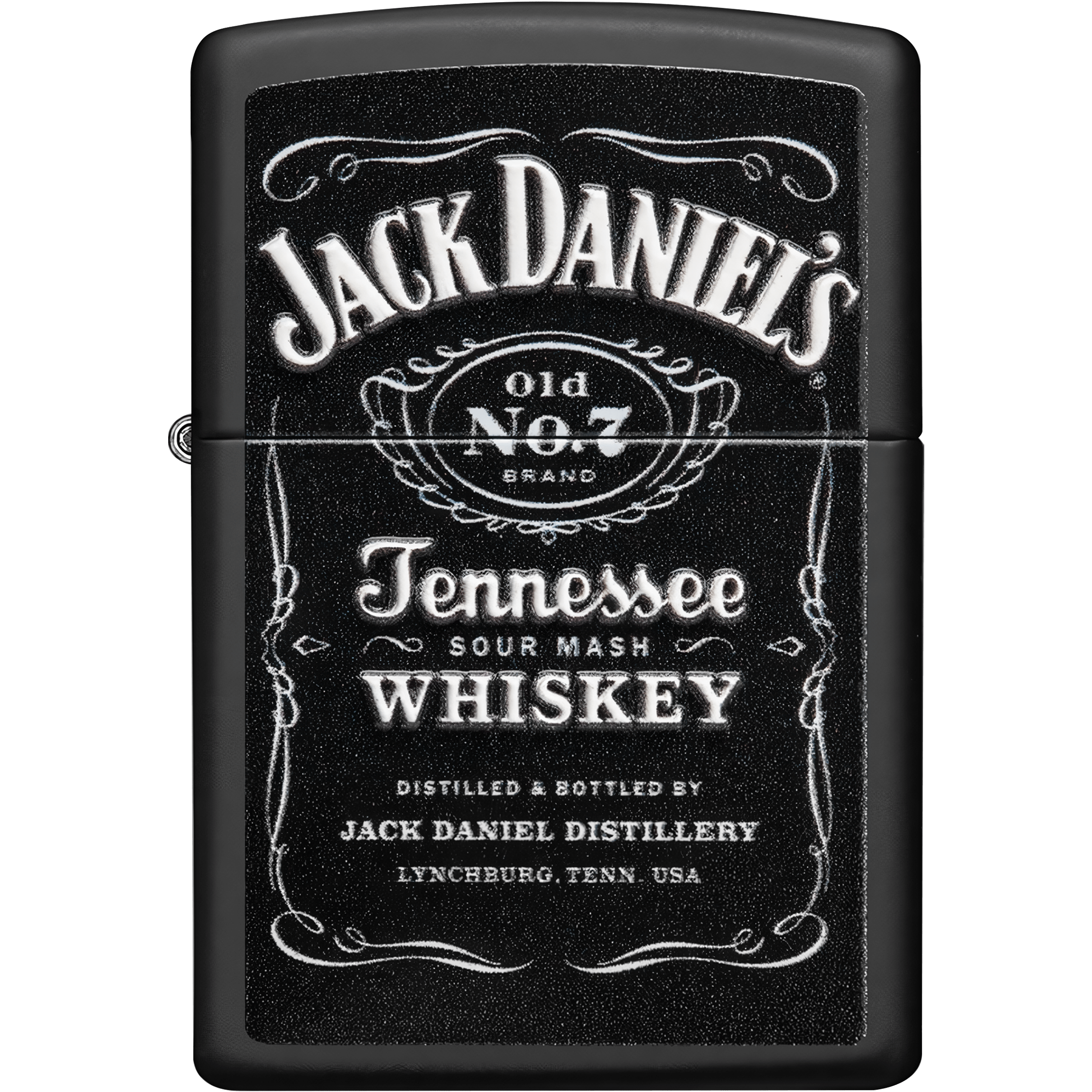 Encendedor Zippo Jack Daniels original de frente en relieve y acabado metálico modelo MZ49281