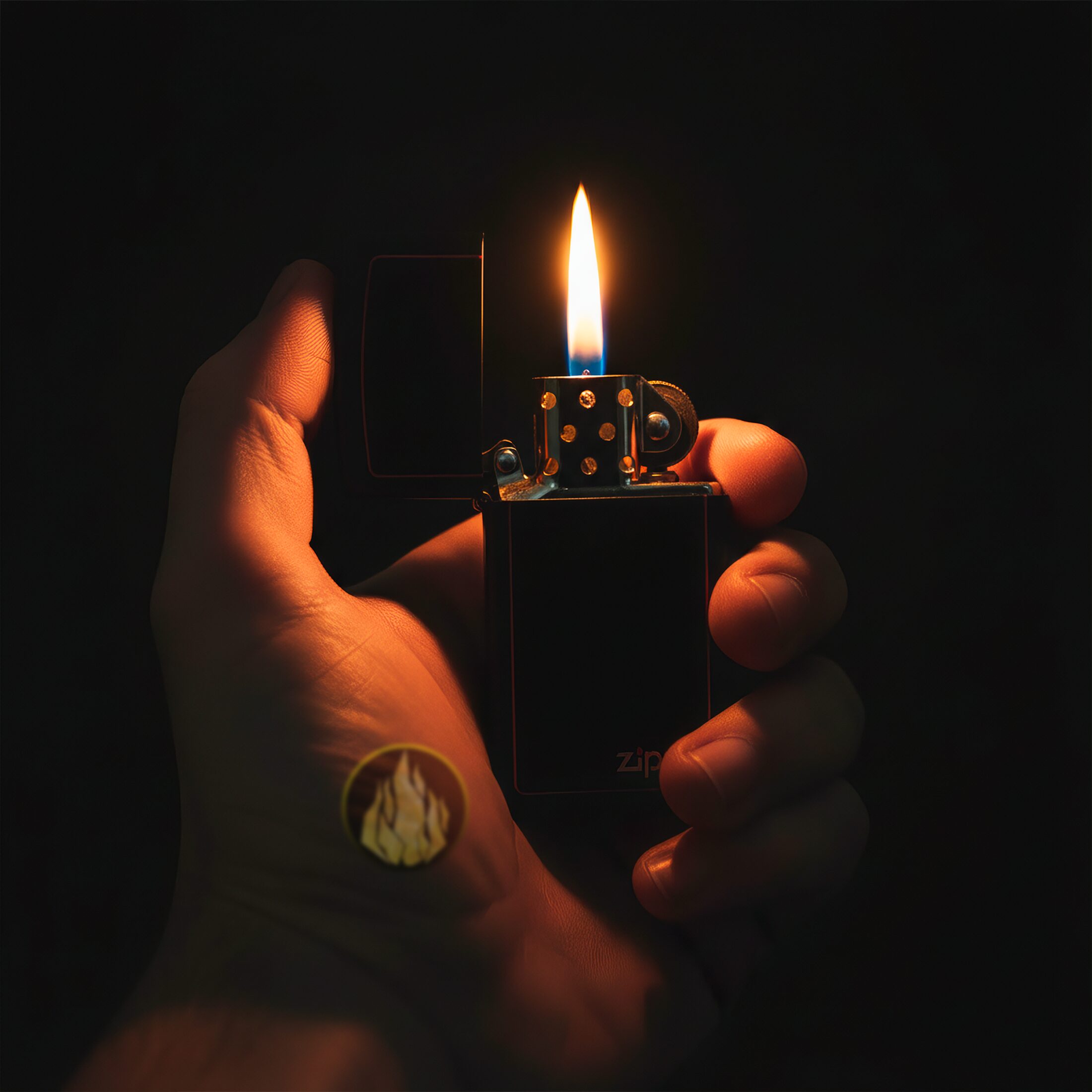 Encendedor Zippo Slim Negro Mate original con borde rojo modelo MZ1618-ZB acabado black matte resistente al viento fabricado en USA marca Zippo