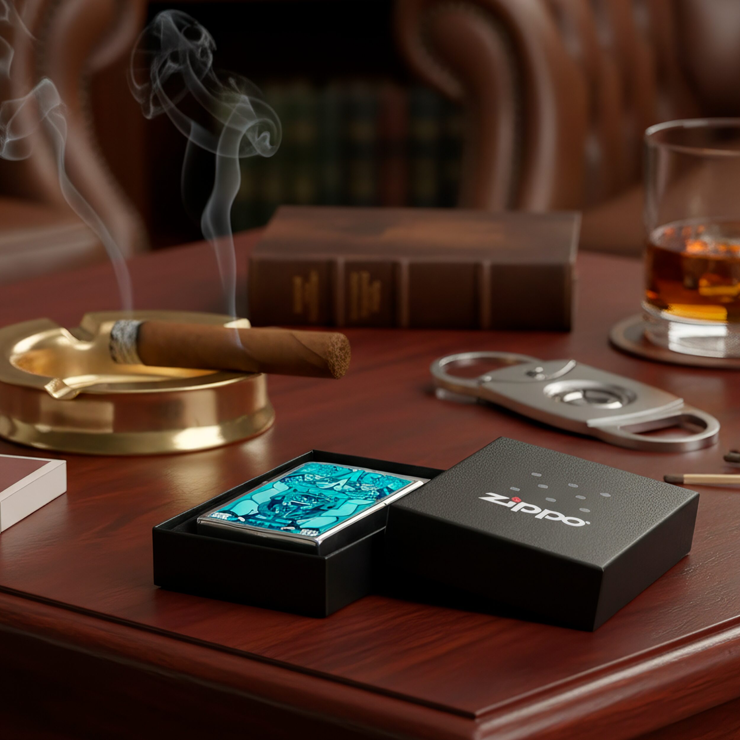 Encendedor Zippo Tiempo Turquesa colección Diseña Tu México con acabado turquesa metálico sistema a prueba de viento modelo MZ207-MEX15