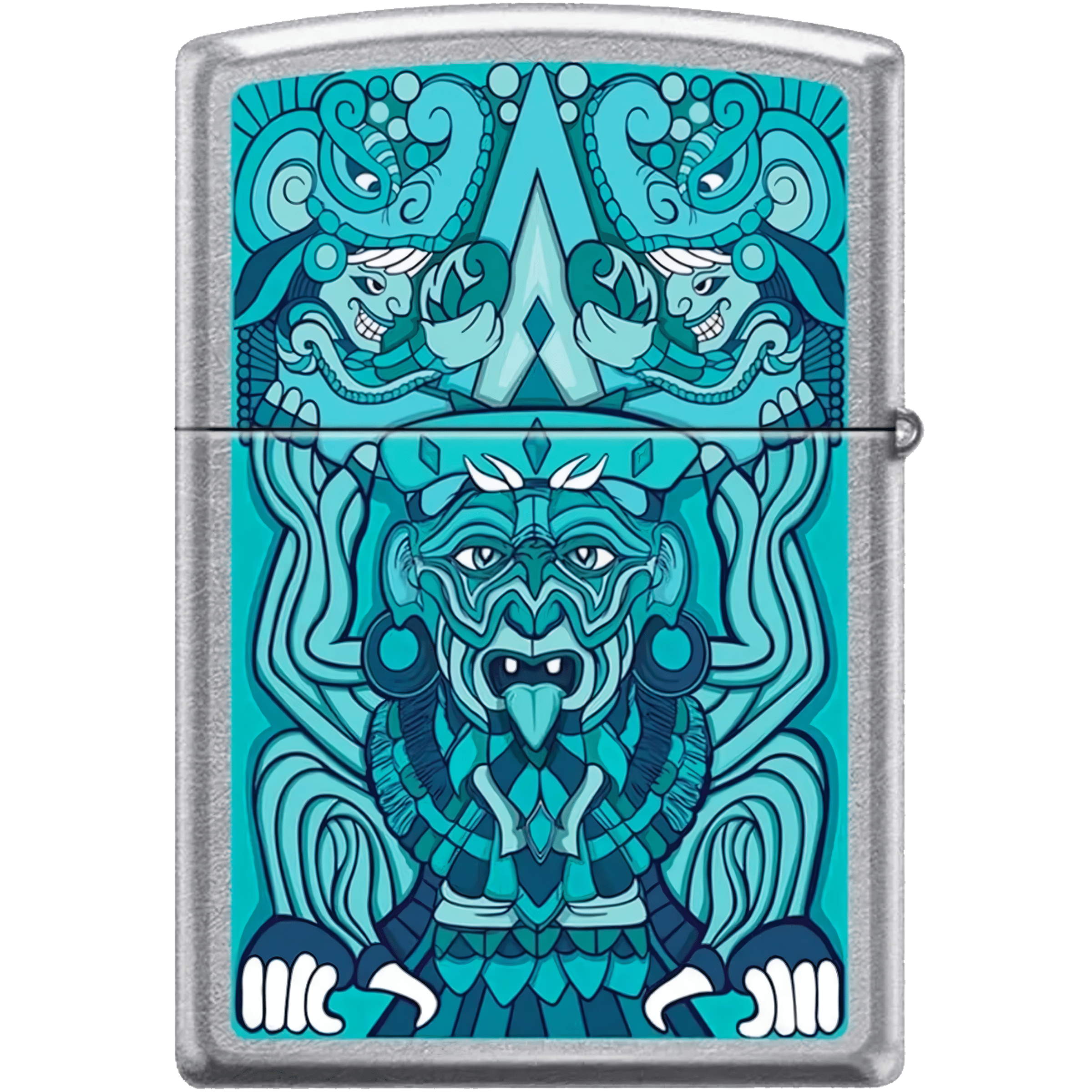 Encendedor Zippo Tiempo Turquesa colección Diseña Tu México con acabado turquesa metálico sistema a prueba de viento modelo MZ207-MEX15