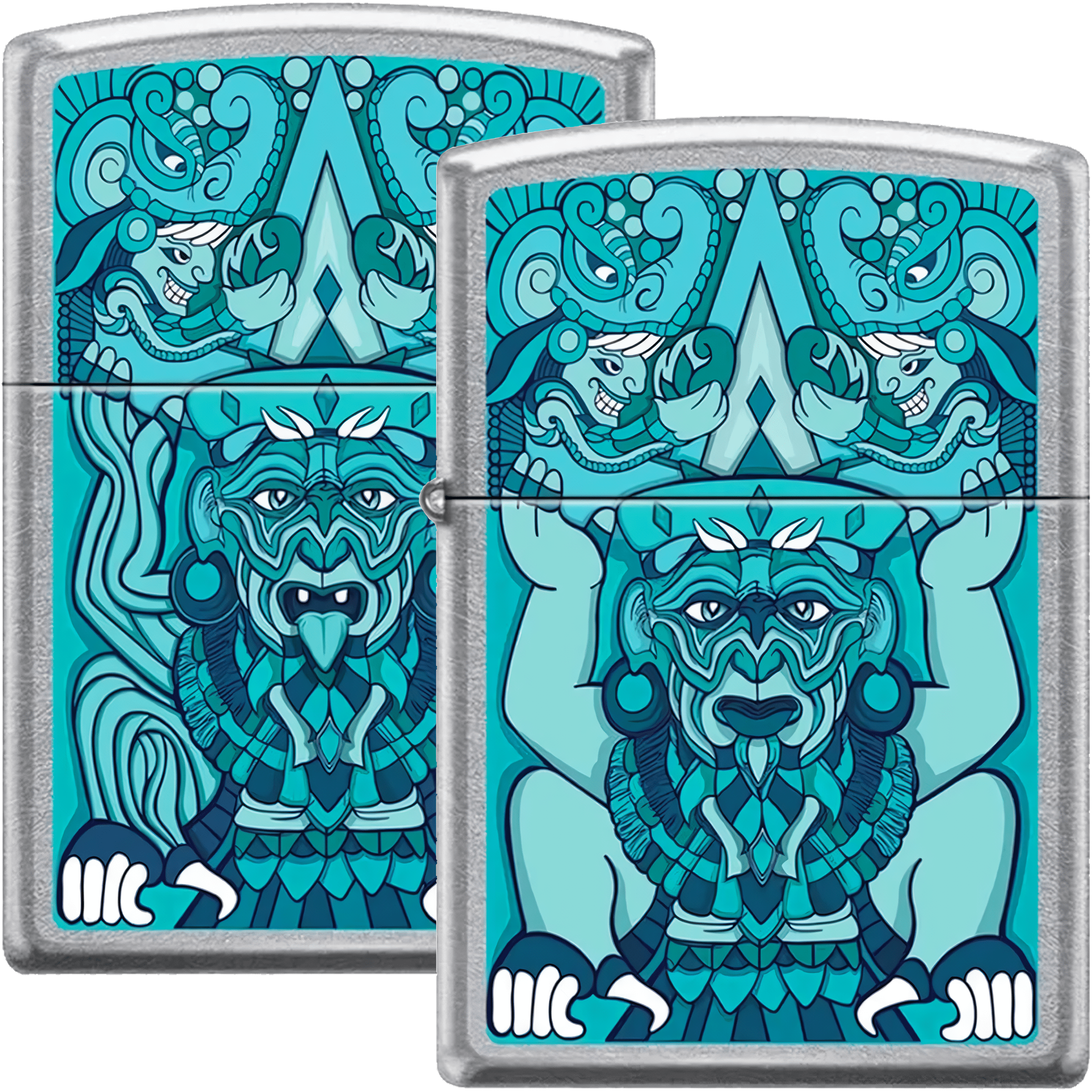 Encendedor Zippo Tiempo Turquesa colección Diseña Tu México con acabado turquesa metálico sistema a prueba de viento modelo MZ207-MEX15