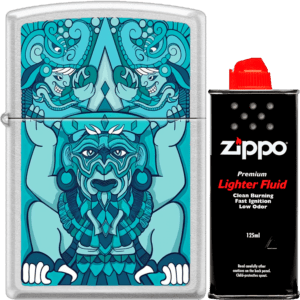 Encendedor Zippo Tiempo Turquesa colección Diseña Tu México con acabado turquesa metálico sistema a prueba de viento modelo MZ207-MEX15