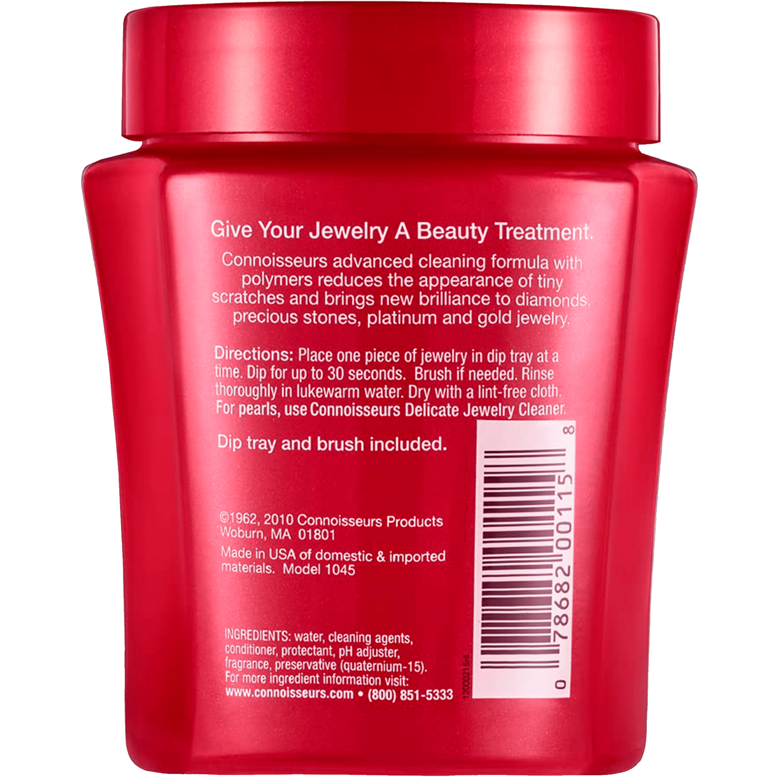 Limpiador De Oro Y Diamantes marca Connoisseurs con cepillo y bandeja solución líquida para limpieza de joyería premium Limpiador De Oro Y Diamantes Connoisseurs líquido para cadenas anillos aretes y collares con sistema de inmersión 2652