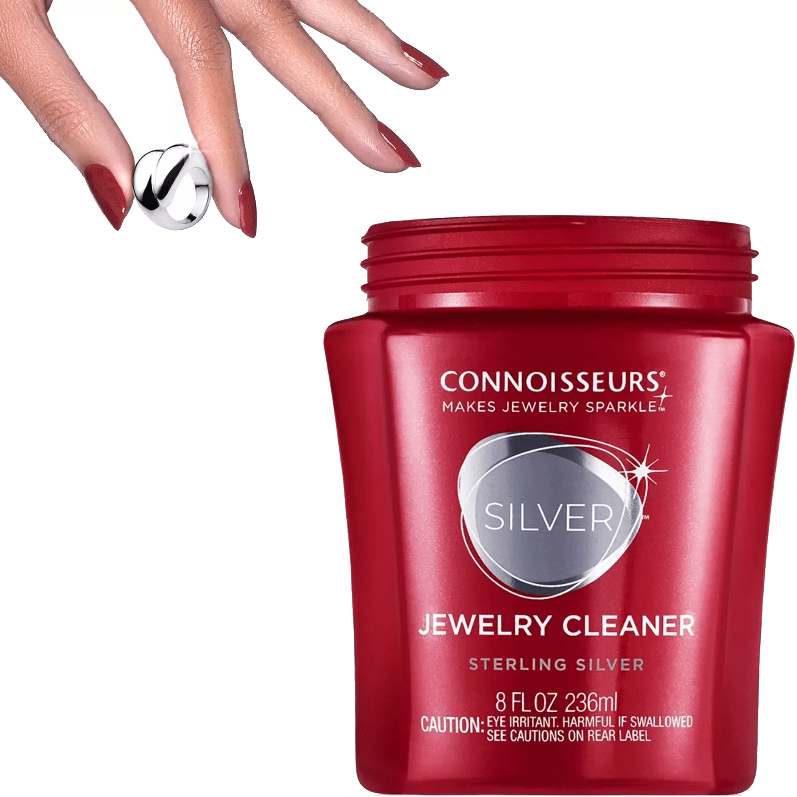 Limpiador De Plata Líquido Premium marca Connoisseurs con bandeja de inmersión y cepillo solución para limpiar joyería de plata Limpiador De Plata Líquido Premium Connoisseurs 236 ml con cepillo incluido para limpieza profunda de cadenas pulseras y anillos 2651