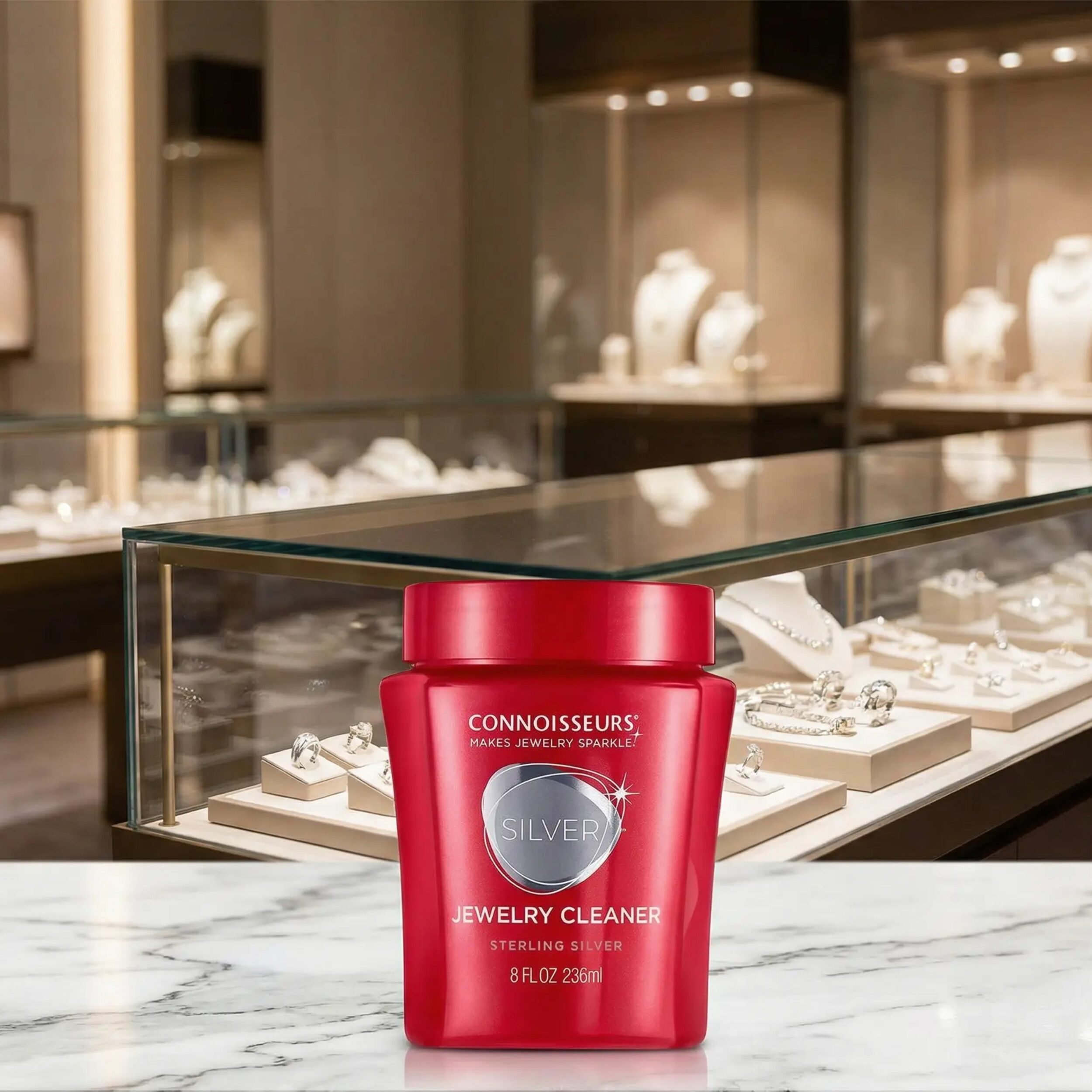 Limpiador De Plata Líquido Premium marca Connoisseurs con bandeja de inmersión y cepillo solución para limpiar joyería de plata Limpiador De Plata Líquido Premium Connoisseurs 236 ml con cepillo incluido para limpieza profunda de cadenas pulseras y anillos 2651