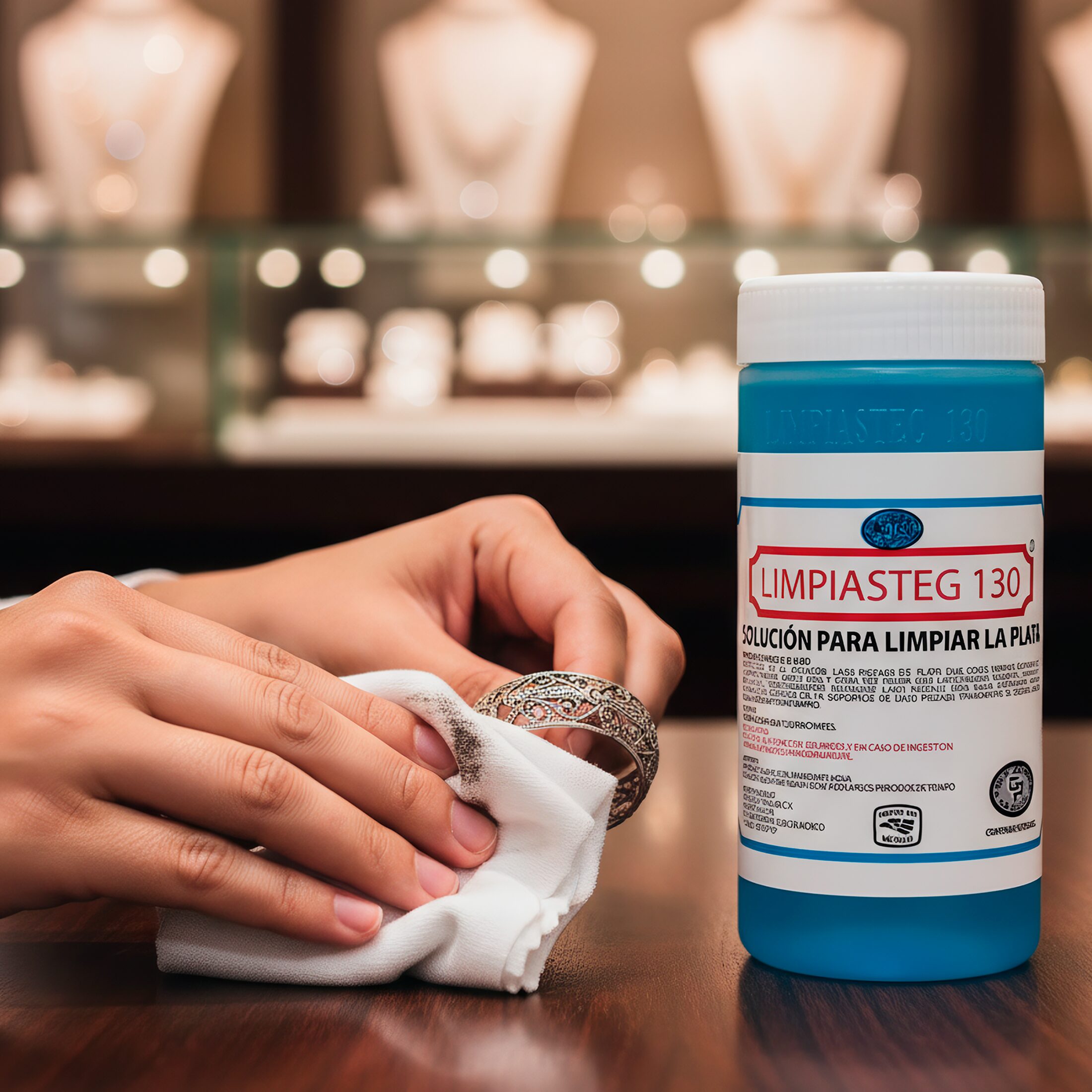 Líquido Limpiador Plata Limpiasteg 130 de 240 ml con paño para limpieza de joyería de plata Líquido Limpiador Plata Limpiasteg 130 solución limpiadora para cadenas, anillos y pulseras 2644