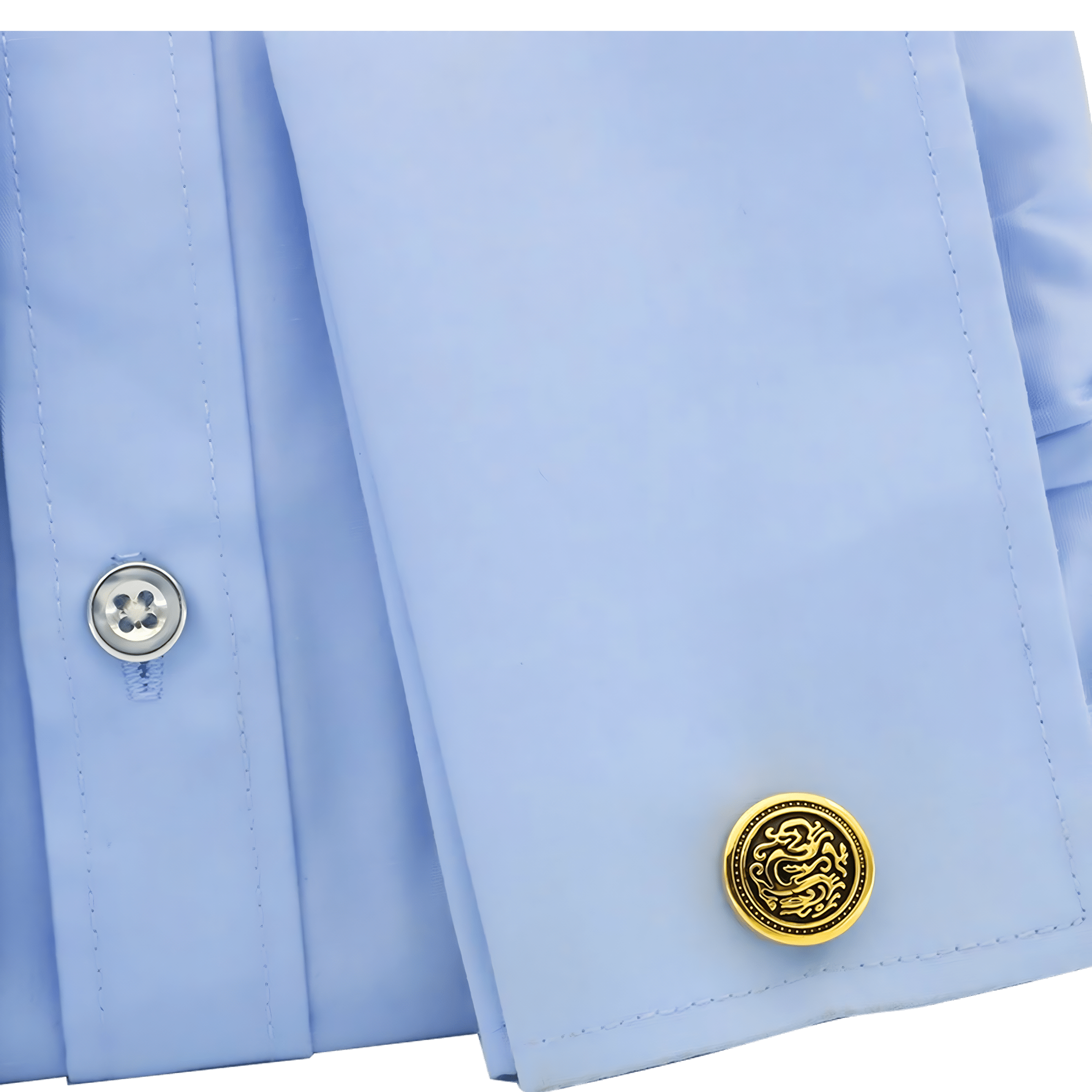 Mancuernillas Gemelos Dragon Dorado Caracter Fuego de lujo en acero inoxidable para eventos formales GMADD