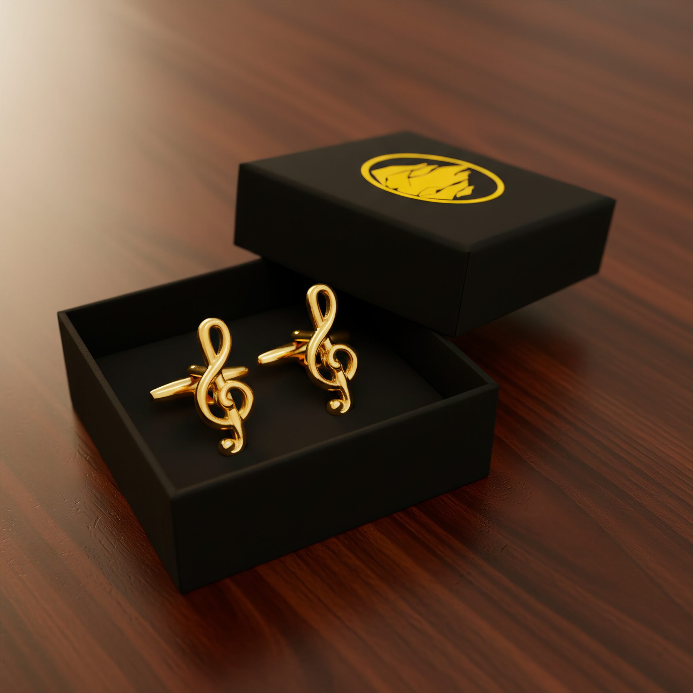 Mancuernillas Gemelos Nota Musical marca Caracter Fuego de acero inoxidable con diseño elegante para camisa formal. Par de Mancuernillas Gemelos Nota Musical Caracter Fuego con acabado de lujo y diseño de nota musical para eventos formales. GMAN