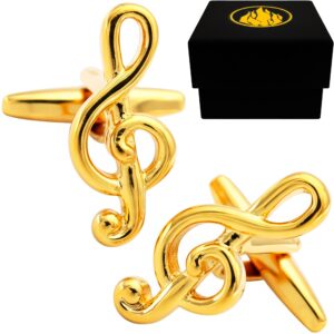 Mancuernillas Gemelos Nota Musical marca Caracter Fuego de acero inoxidable con diseño elegante para camisa formal. Par de Mancuernillas Gemelos Nota Musical Caracter Fuego con acabado de lujo y diseño de nota musical para eventos formales. GMAN