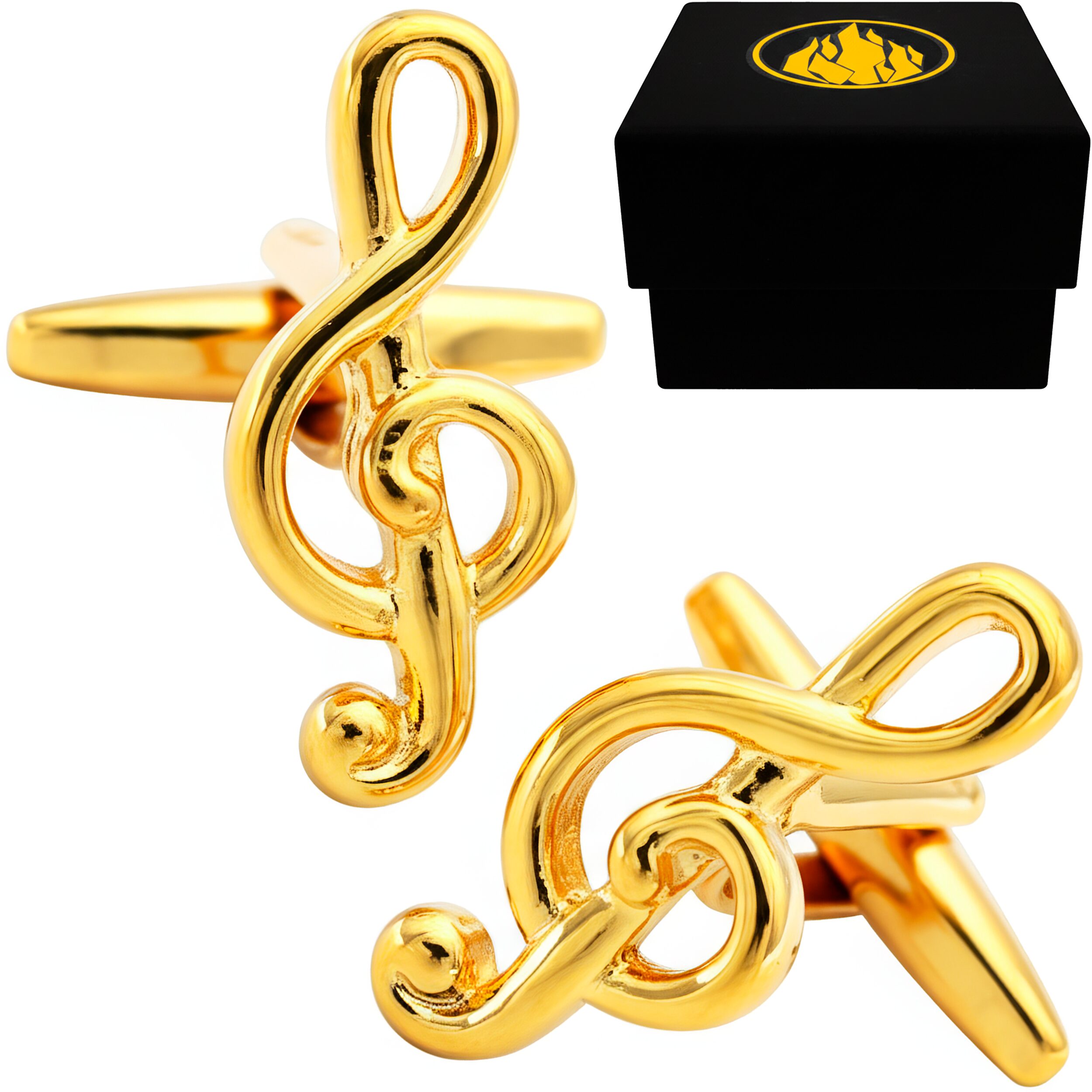 Mancuernillas Gemelos Nota Musical marca Caracter Fuego de acero inoxidable con diseño elegante para camisa formal. Par de Mancuernillas Gemelos Nota Musical Caracter Fuego con acabado de lujo y diseño de nota musical para eventos formales. GMAN